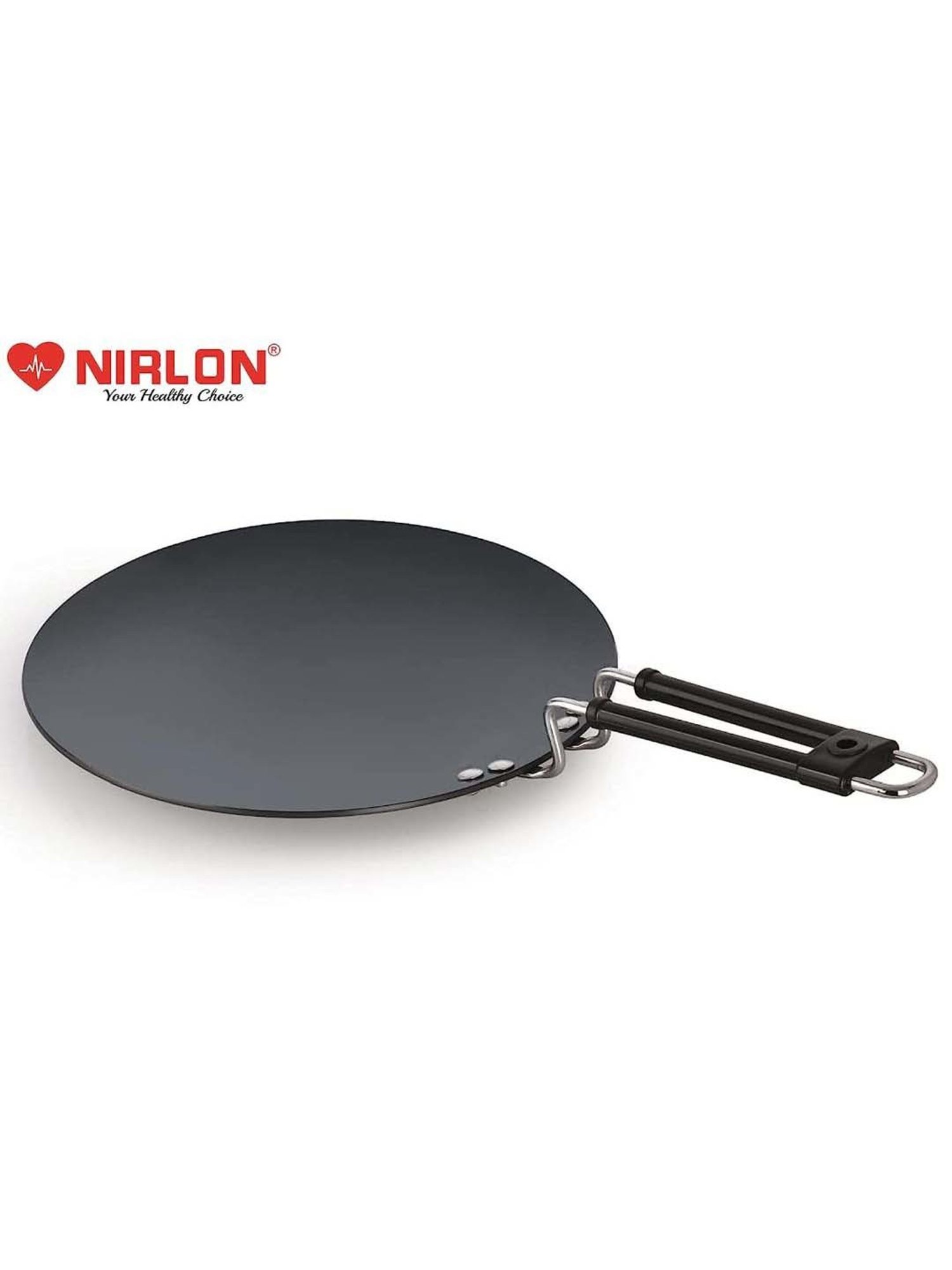 Nirlon Black Hard Anodised 24.5 cm Concave Roti Tawa With Bakelite Wire Handle (0.5 L)