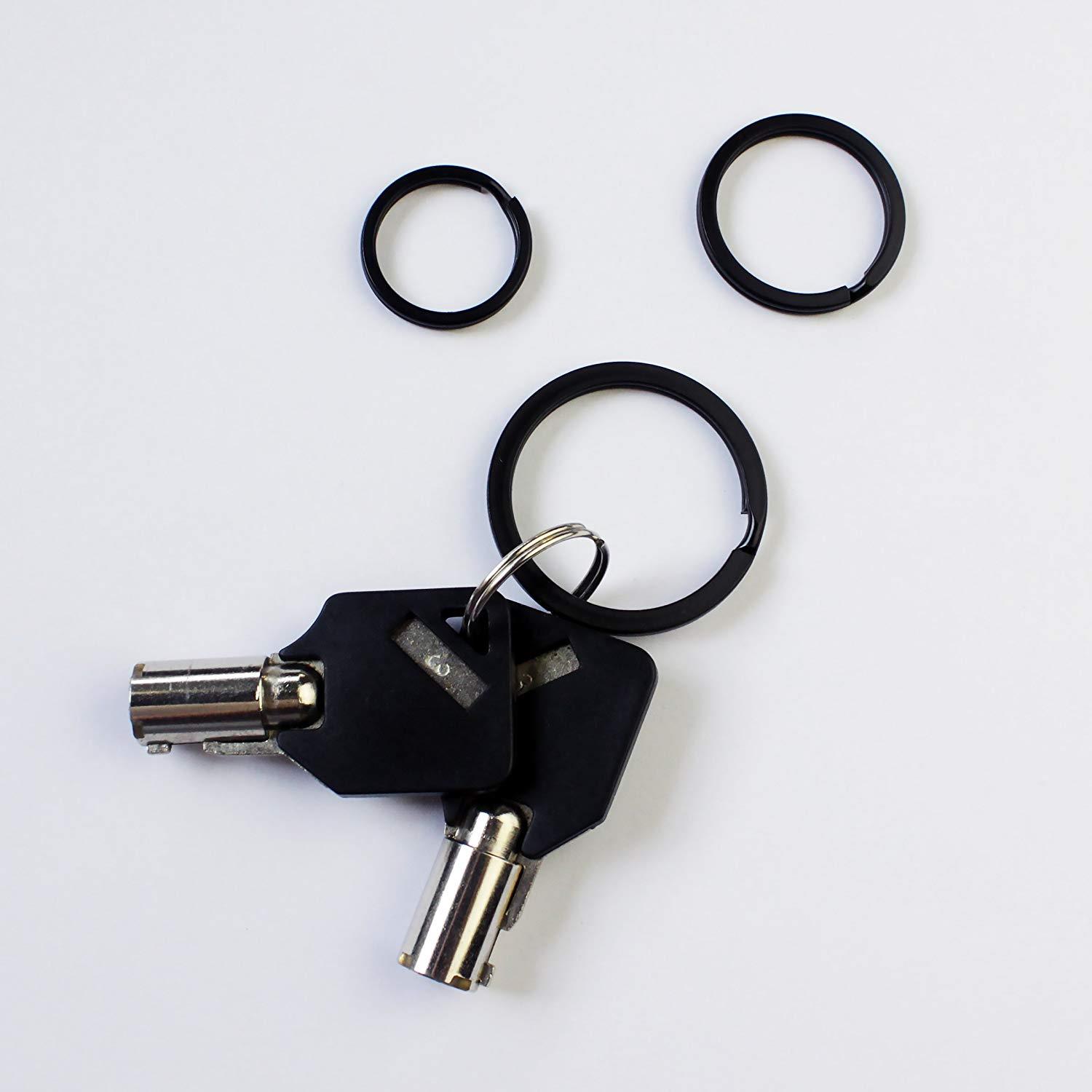 Flat Key Rings Key Chain Metal Split Ring 36pcs (Round 3/4 inch, 1 inch and 1.25 inch Diameter), for Home Car Keys Organization, Lead Free Electroplated Black