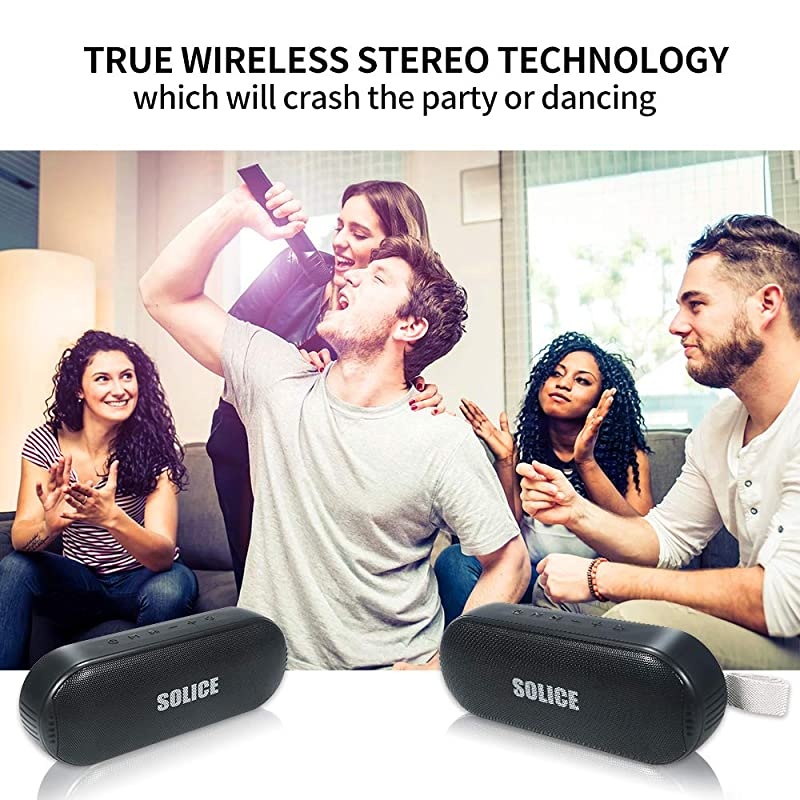 Bluetooth Speakers TWS Portable Durable Wireless SpeakersHiFi Sound and Rich BassIPX6 Waterproof Outdoor Speaker18 Hour PlaytimeBuiltin MicAUXSD InputEnjoy PartyCamping Black