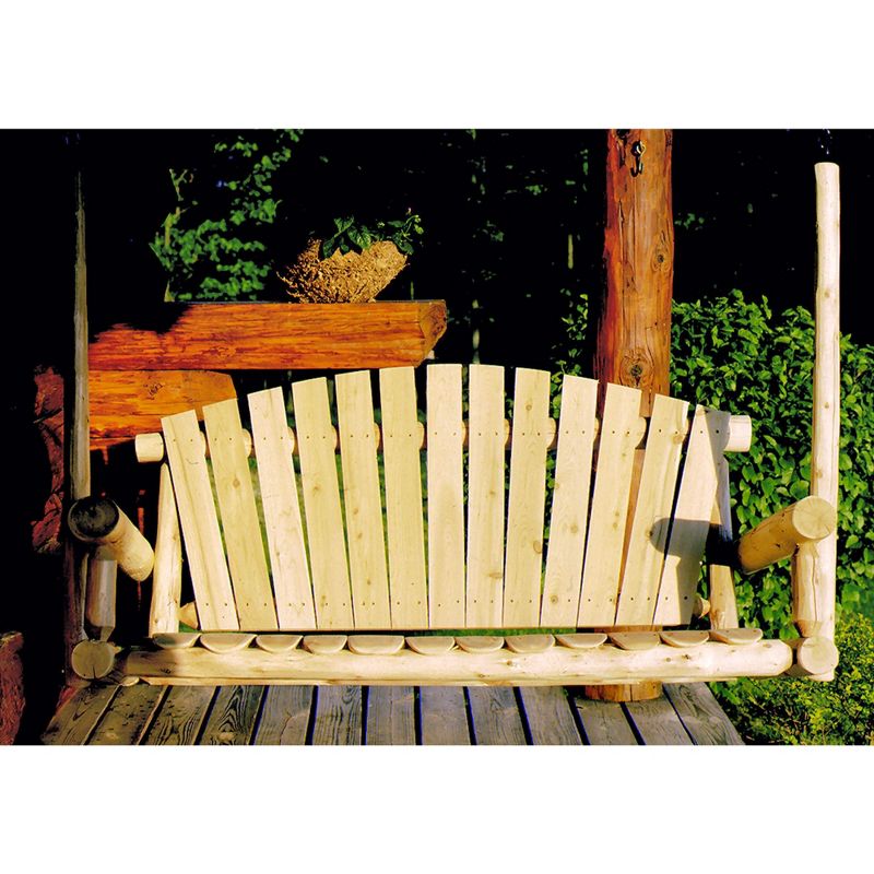 Lakeland Mills 5 Ft 3 Person Rustic White Cedar Wood Log Outdoor Porch Swing Furniture, Natural