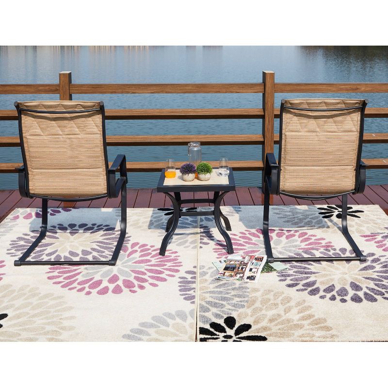 3pc Steel Patio Seating Sets Cream - Lokatse