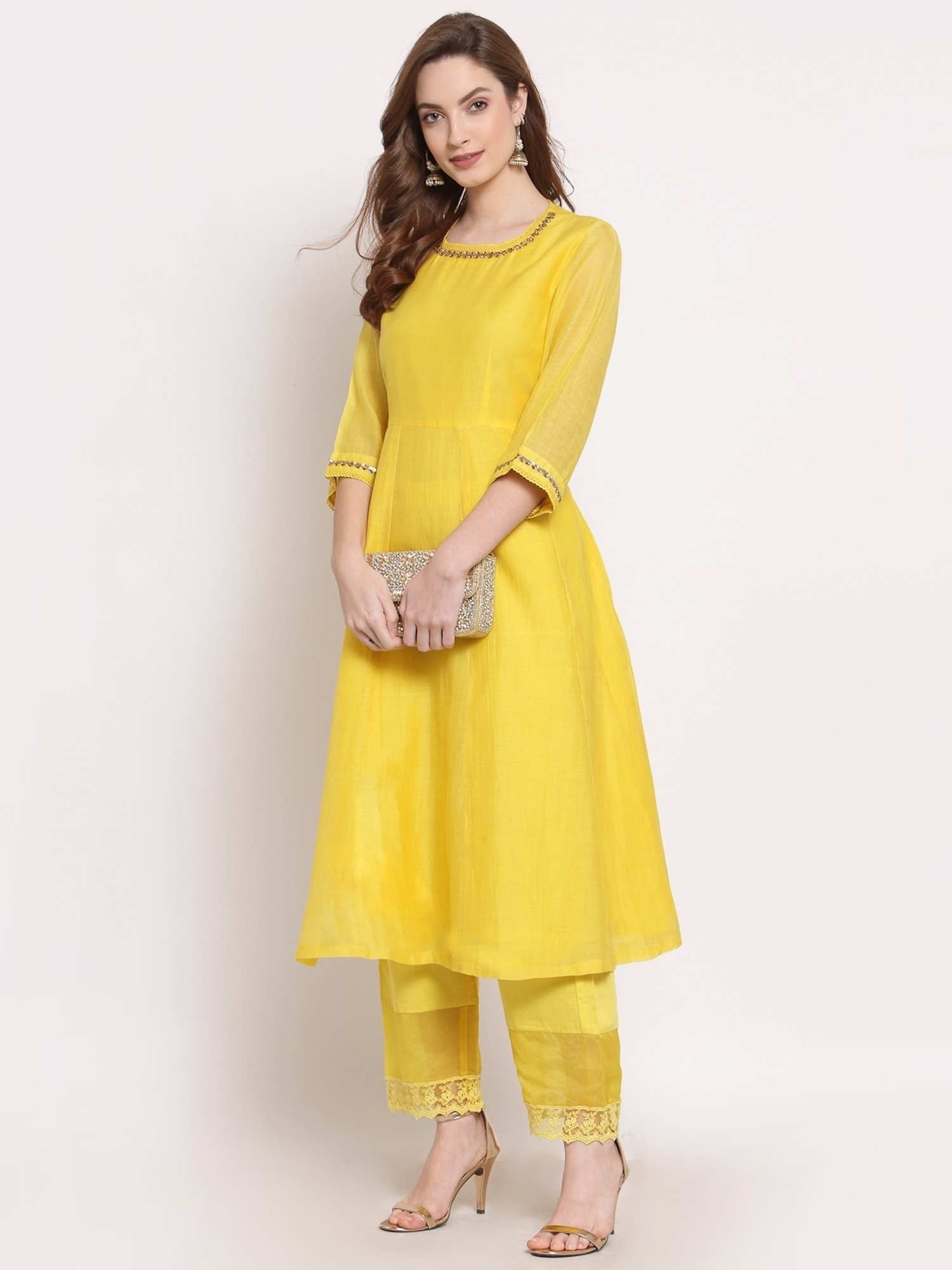 DART STUDIO Yellow Relaxed Fit Palazzos