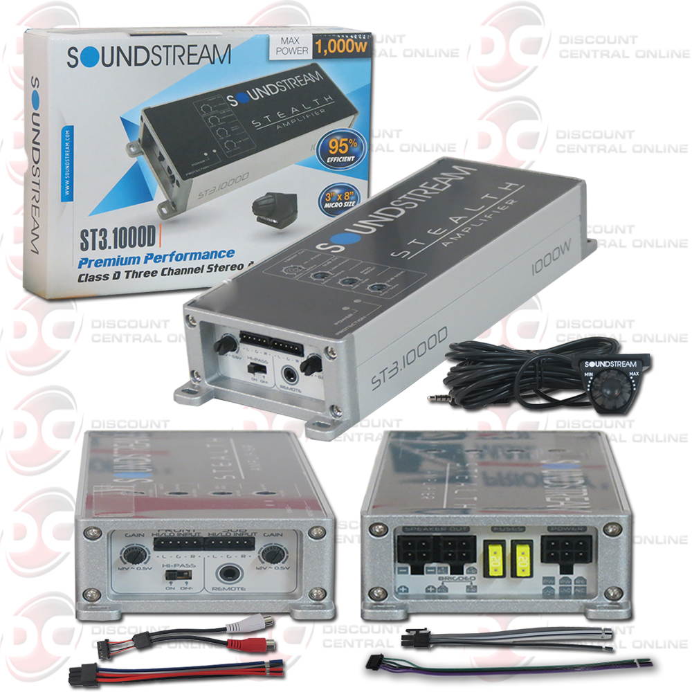 SOUNDSTREAM ST3.1000D 1000W 3 CHANNEL CLASS D CAR AUDIO AMPLIFIER (STEALTH SERIES)