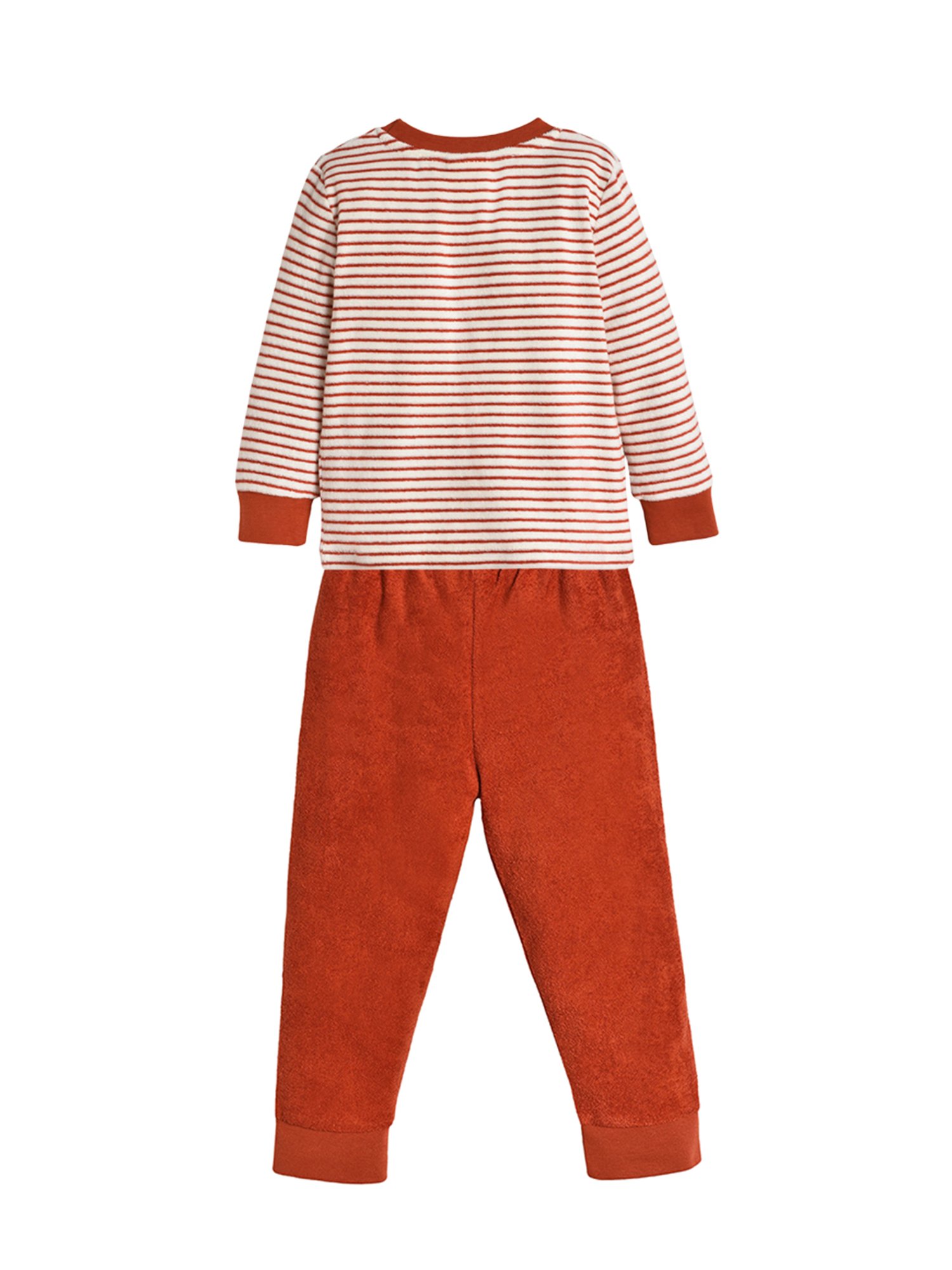 MiArcus Kids Rust Striped Full Sleeves T-Shirt with Pyjamas