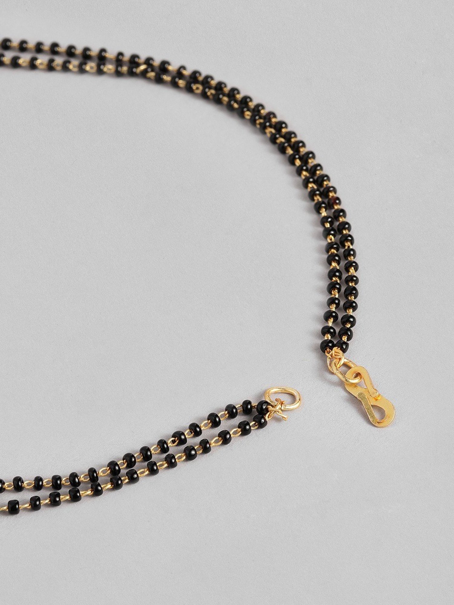 Abdesigns Gold-Plated American Diamond & Black Beaded Mangalsutra