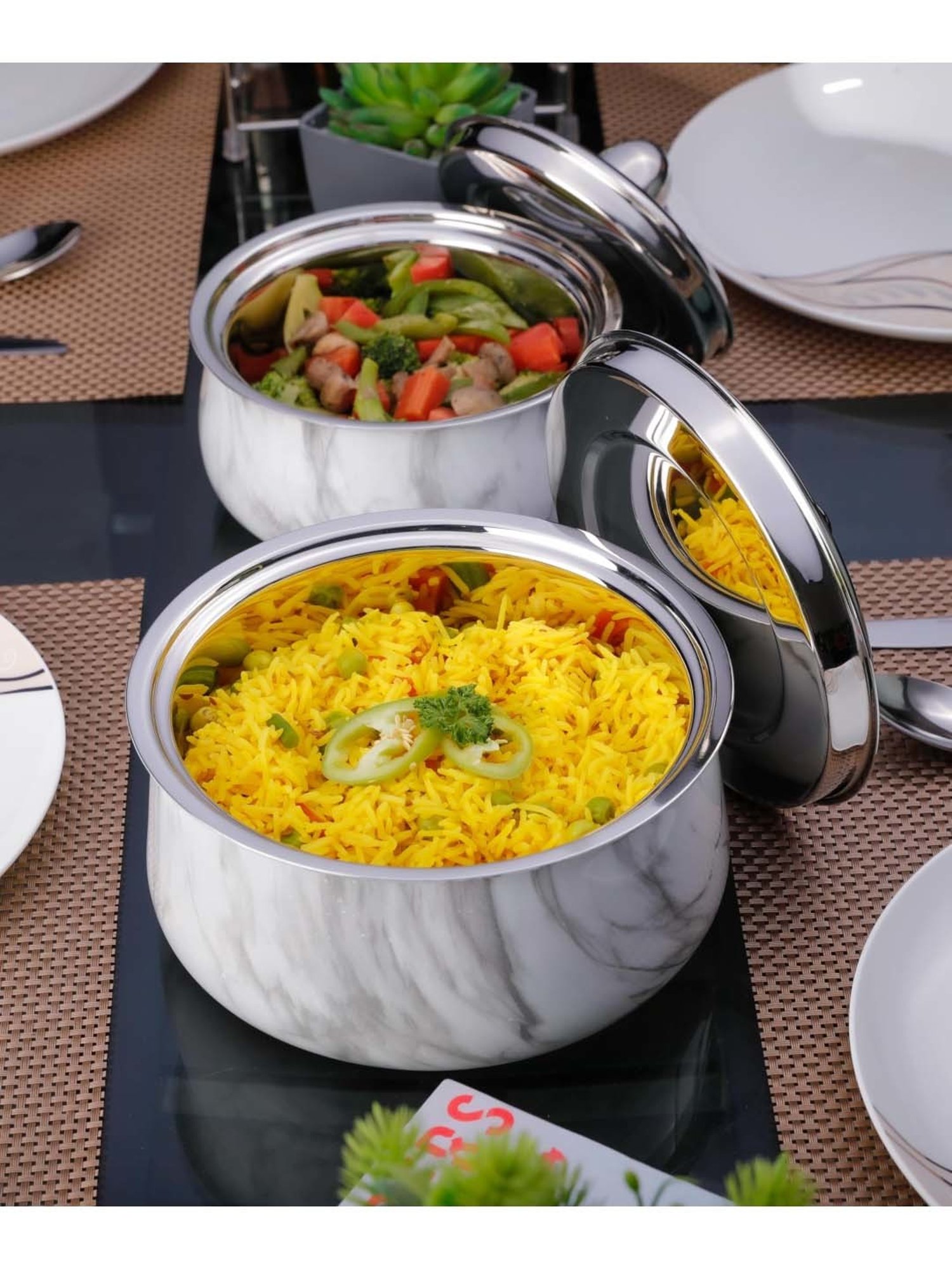 FnS Marbella White Stainless Steel Casserole With Lid (3 L)