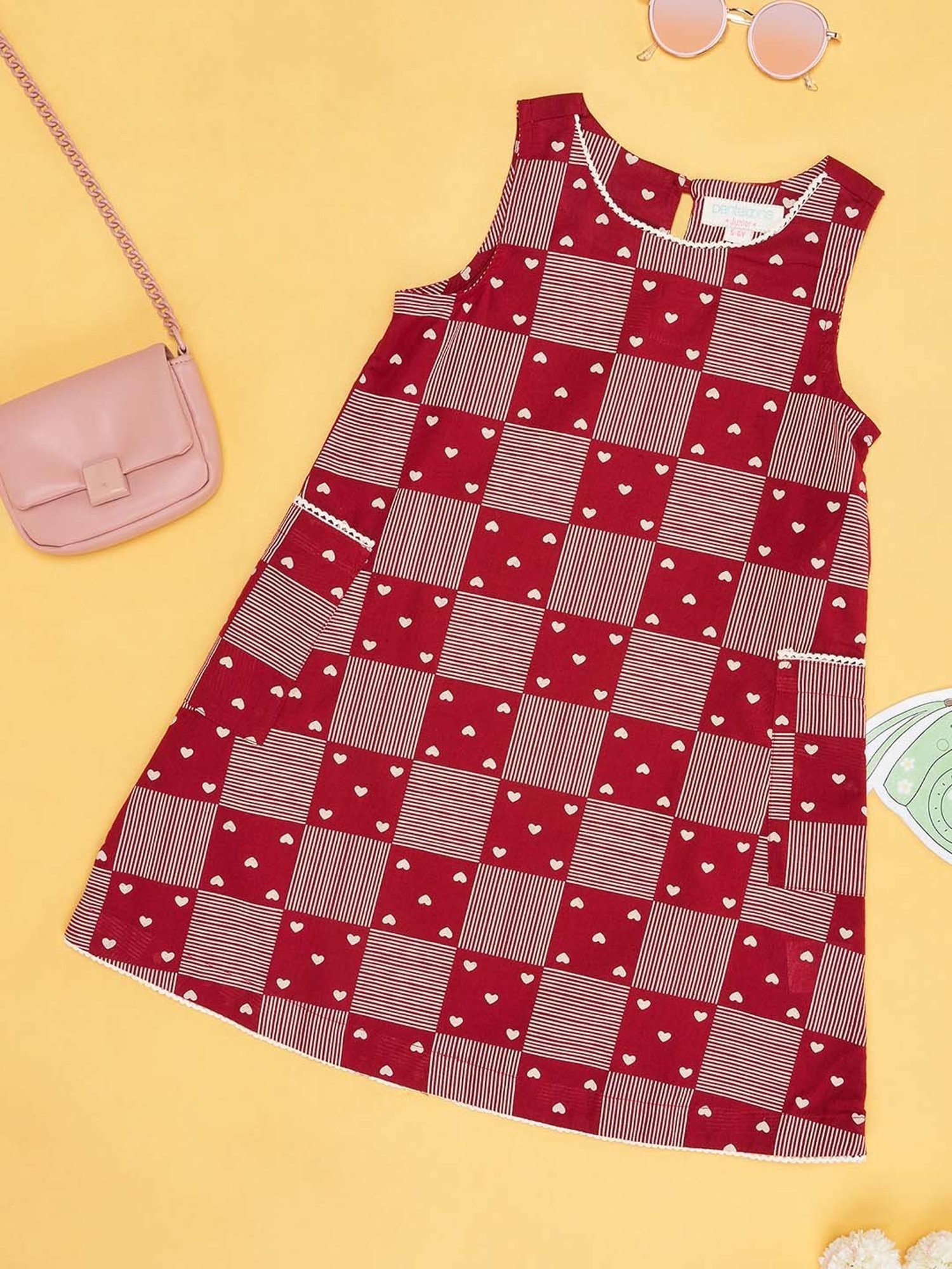 Akkriti by Pantaloons Kids Cherry Red Cotton Printed Dress