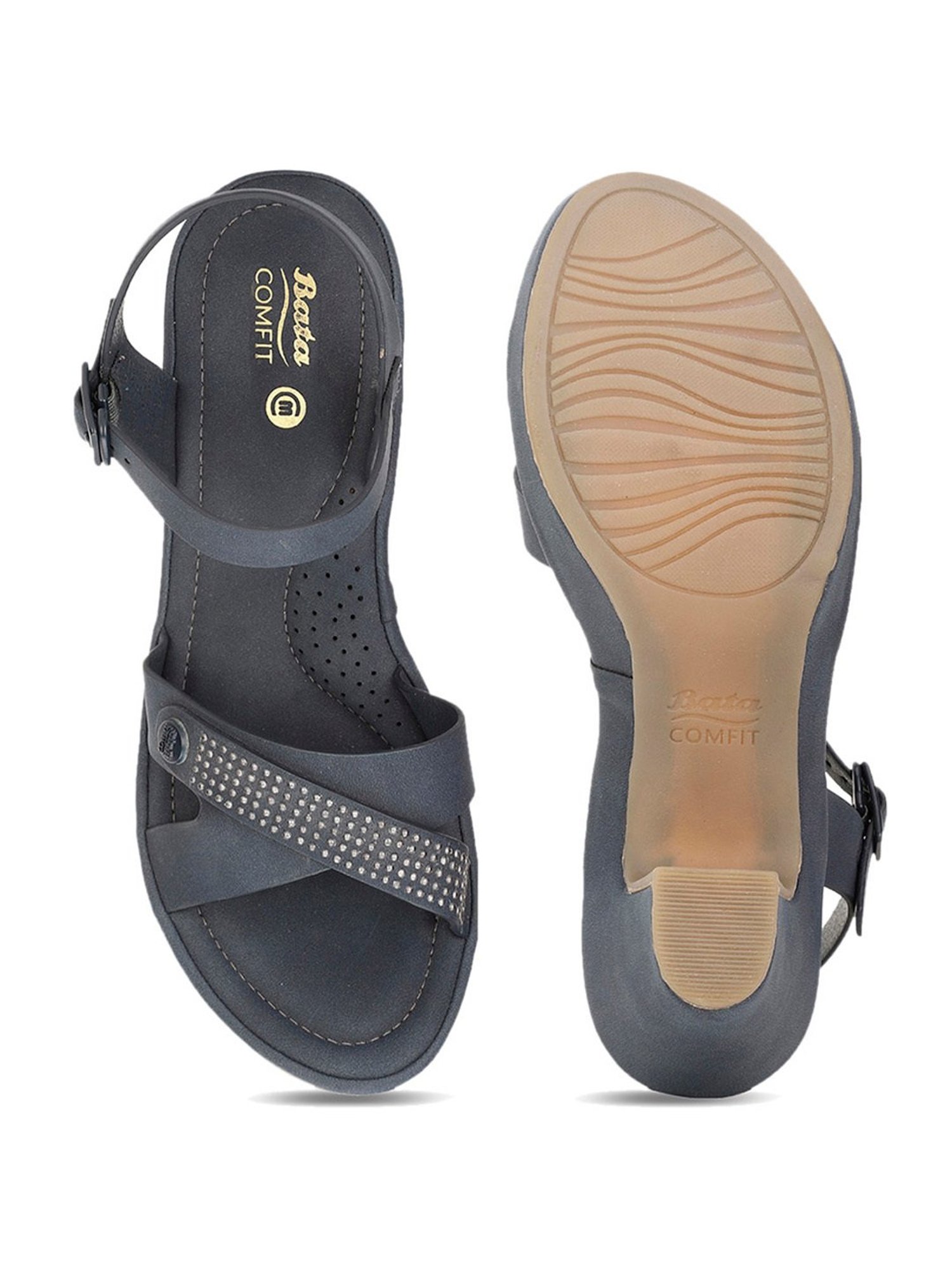 Bata Women's Blue Ankle Strap Sandals