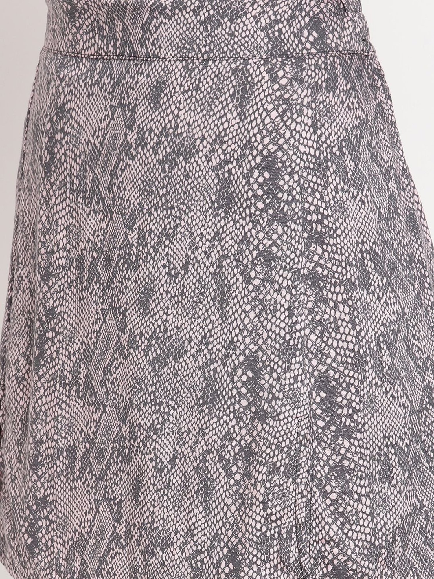 TAG 7 Purple & Grey Printed A-Line Skirt