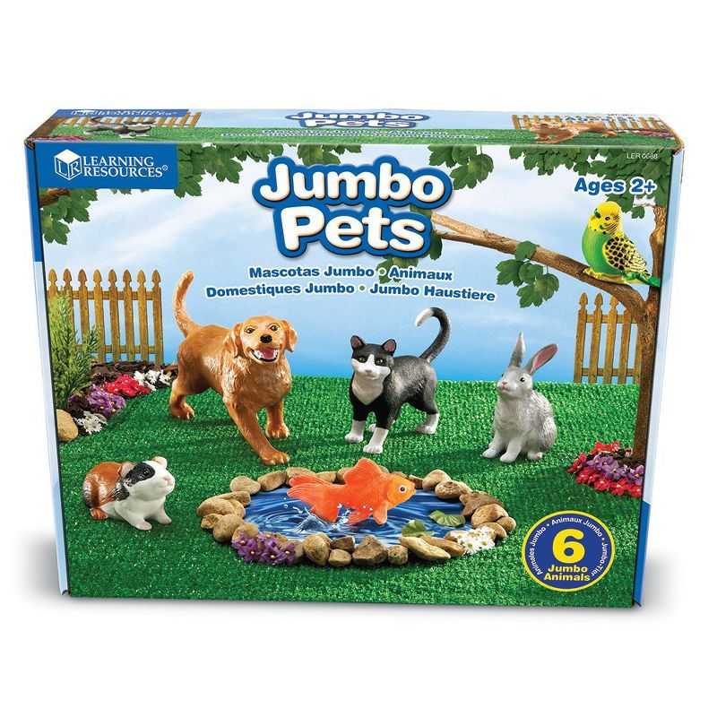 Learning Resources Jumbo Domestic Pets I Cat, Dog, Rabbit, Guinea Pig, Fish and Bird, 6 Animals
