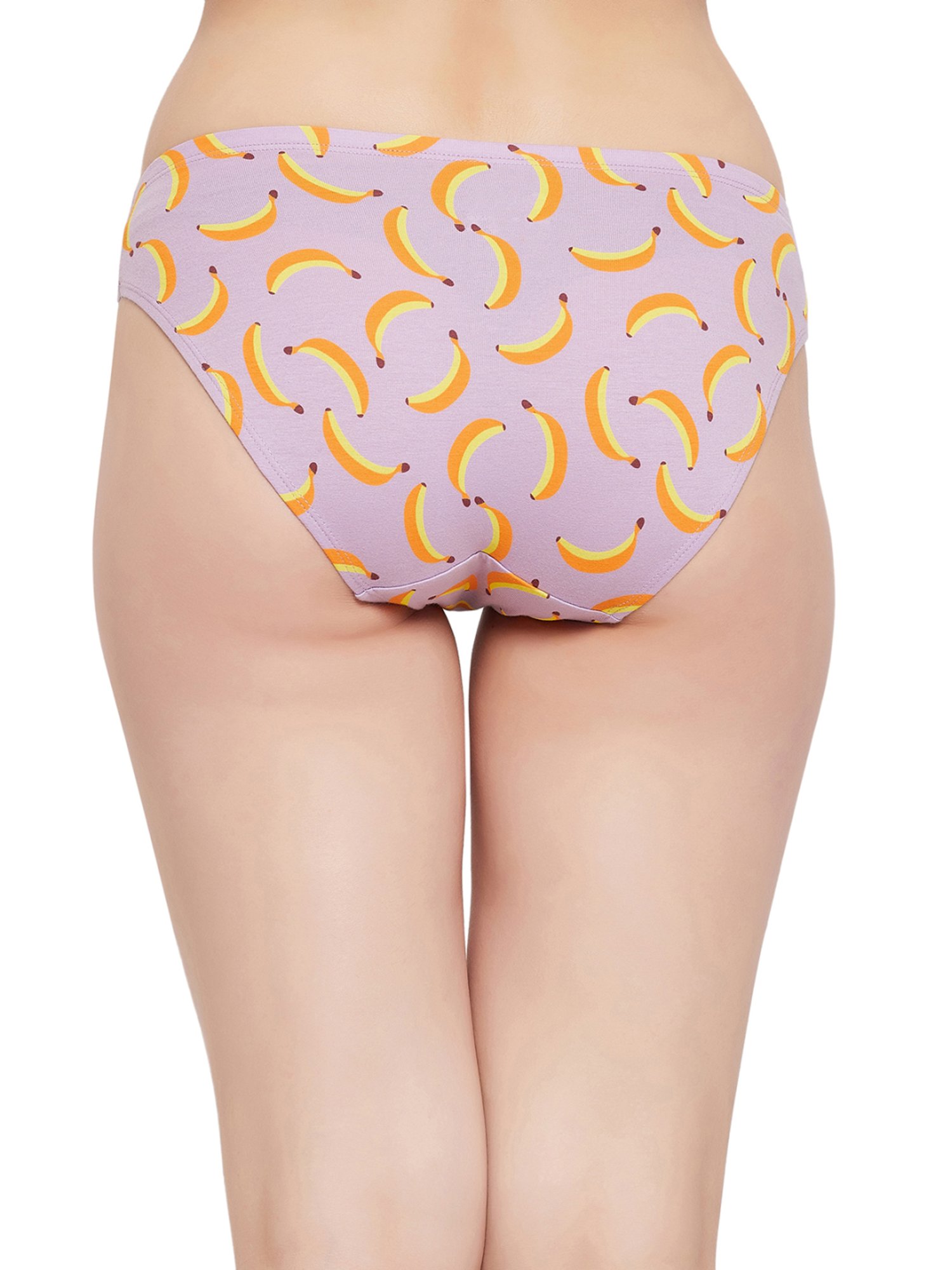 Clovia Purple & Yellow Cotton Printed Bikini Panties - Pack Of 5