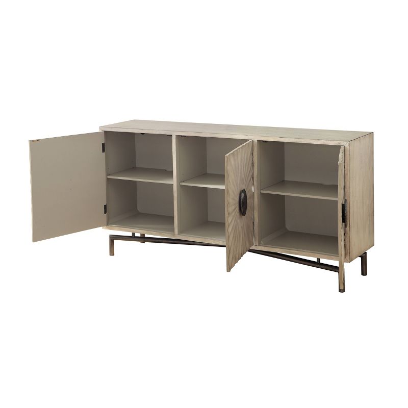 Akron 3 Door Media Credenza TV Stand for TVs up to 72" Cream - Treasure Trove Accents