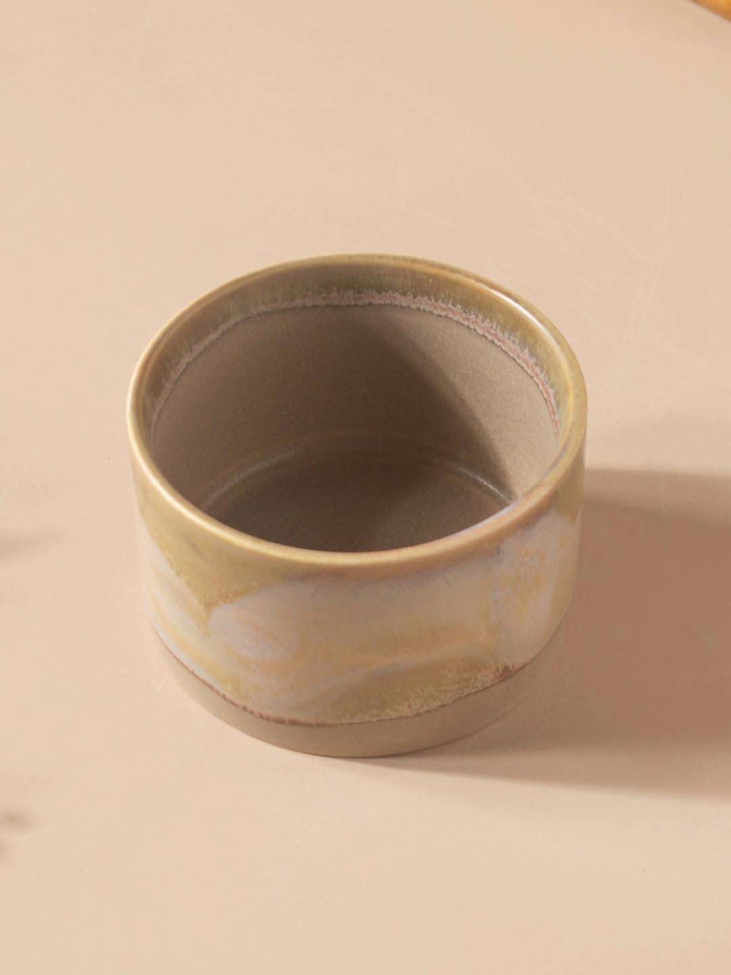 Nestasia Beige & Light Blue Food-Safe & Lead-Free Ceramic Dip Bowl for Snacks, Microwaveable, 150ml