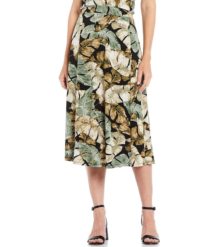 Investments Petite Size Soft Separates Pull-On Tropical Skirt