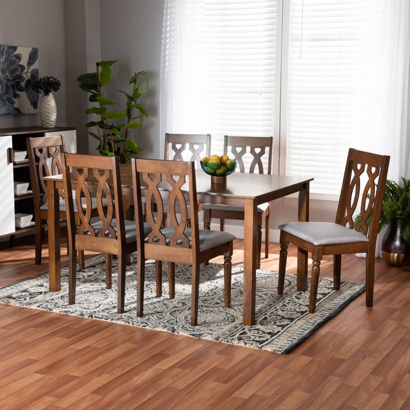 3pc Sanford Tan Wood Dining Nook Set Walnut Brown - Baxton Studio