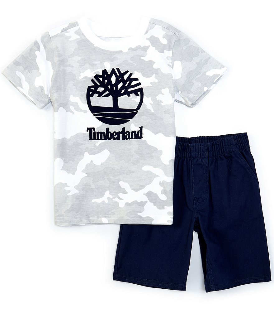 Tommy Hilfiger Baby Boys 12-24 Months Short-Sleeve Striped Polo Shirt & Microsueded Twill Shorts Set