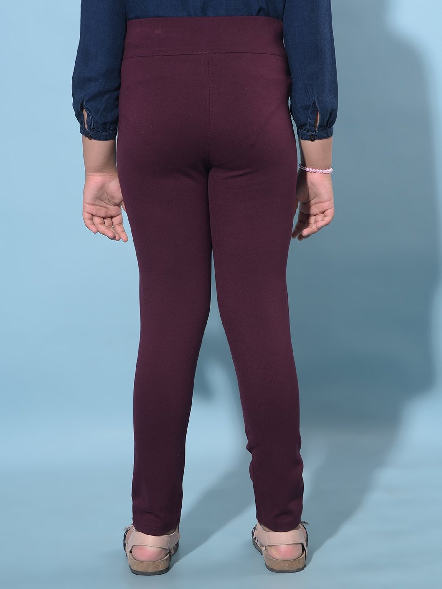 Crimsoune Club Girls Maroon Solid Treggings