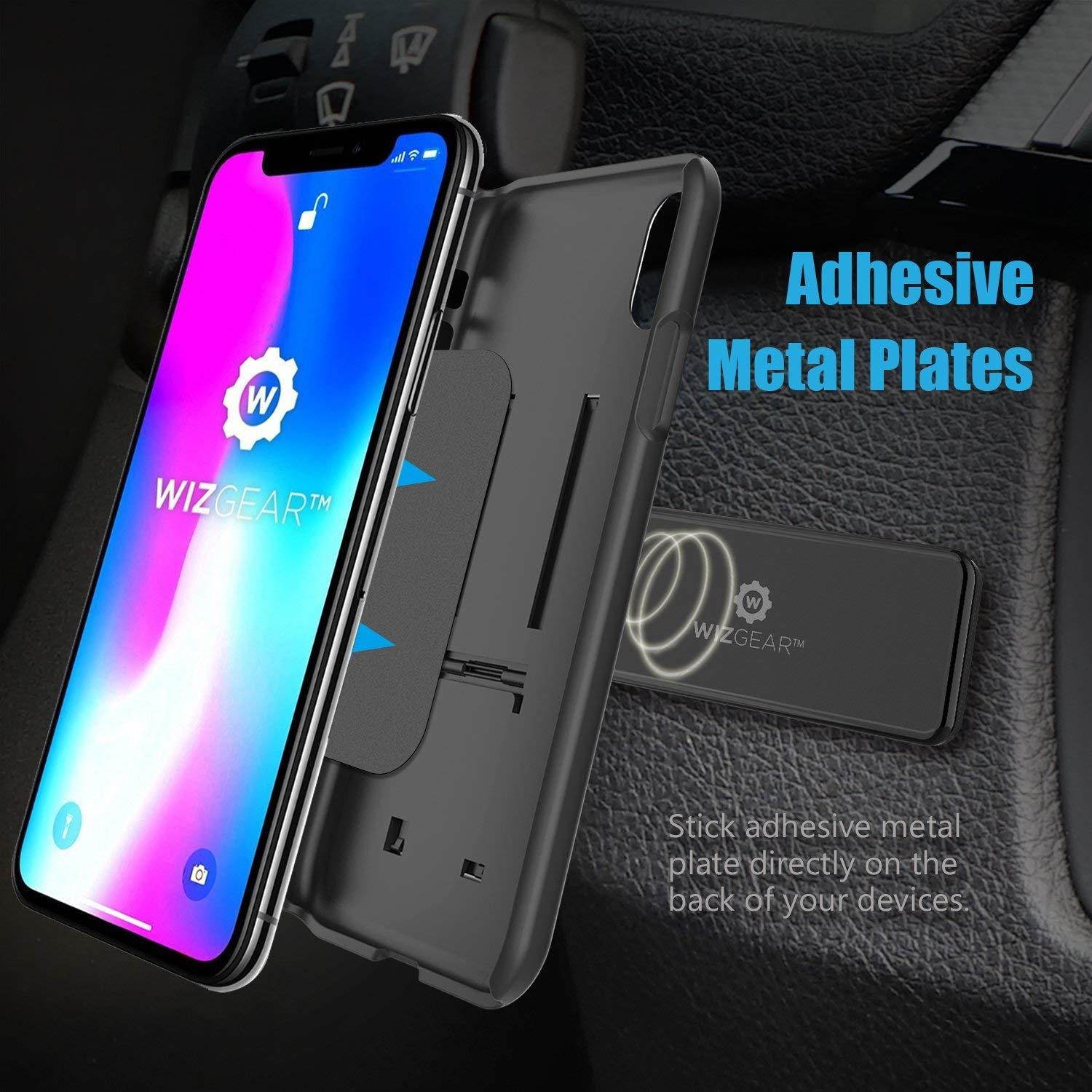 Magnetic Phone Car Mount WizGear Universal Stick On Rectangle Flat Dashboard Magnetic Car Mount Holder, for Cell Phones and Mini Tablets -Extra Strong with 10 Magnets!
