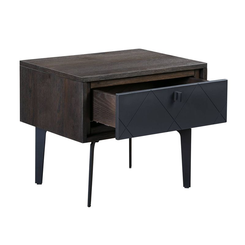 Cross Solid Oak and Metal Nightstand Dark Gray - Armen Living
