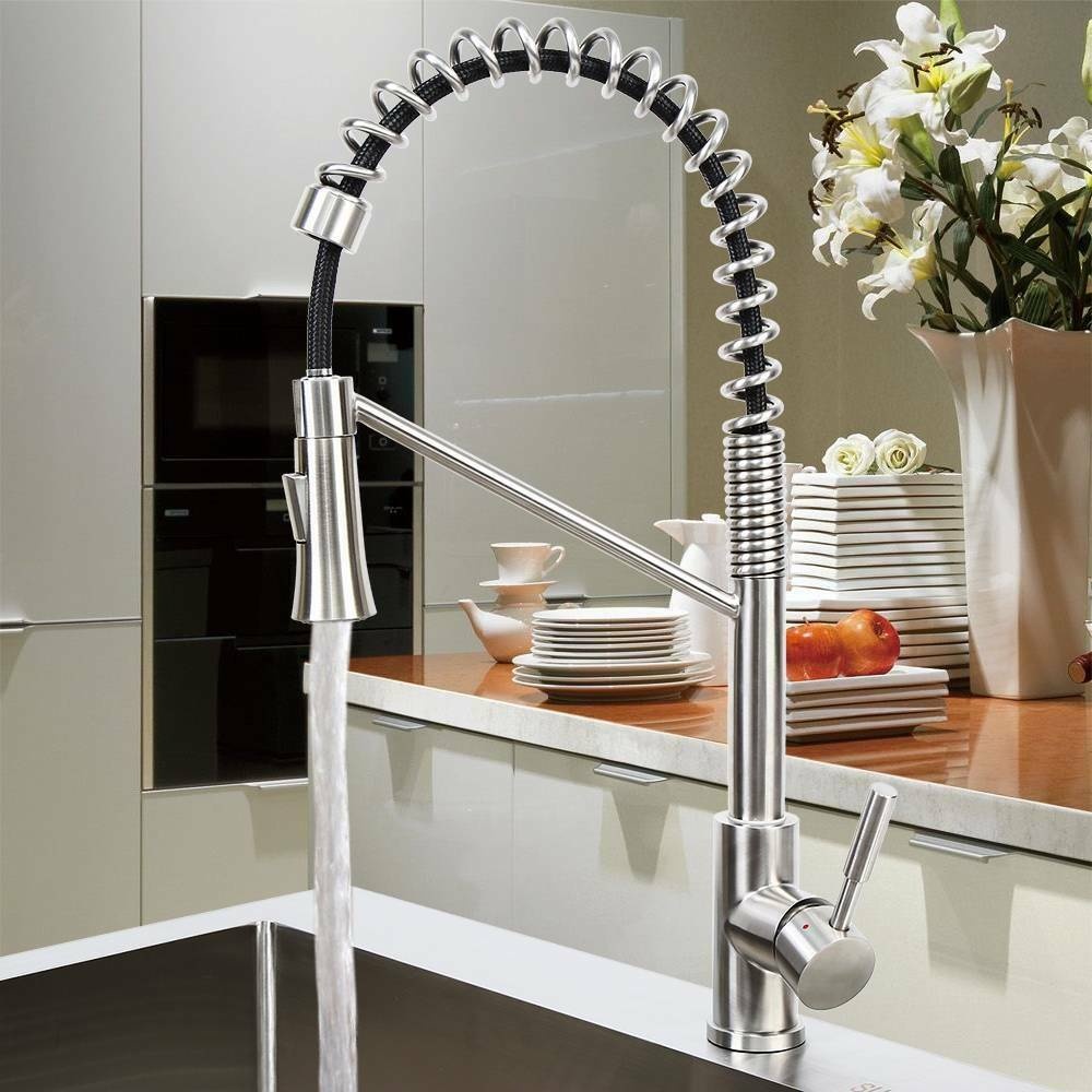 Kitchen Faucet Swivel Spout Pull Down Sprayer Deck Mount Sink Mixer Tap 1 Handle