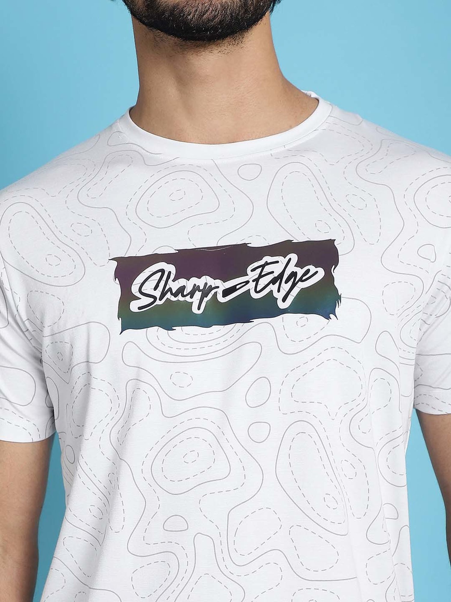 Venitian- Forbidden Clothing White Slim Fit Printed Crew T-Shirt