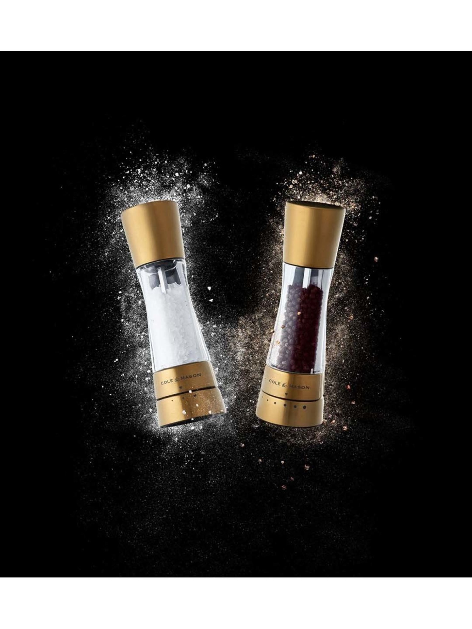 COLE & MASON Gourmet Precision Manual Transparent & Golden Acrylic Salt & Pepper Shaker - Set of 2