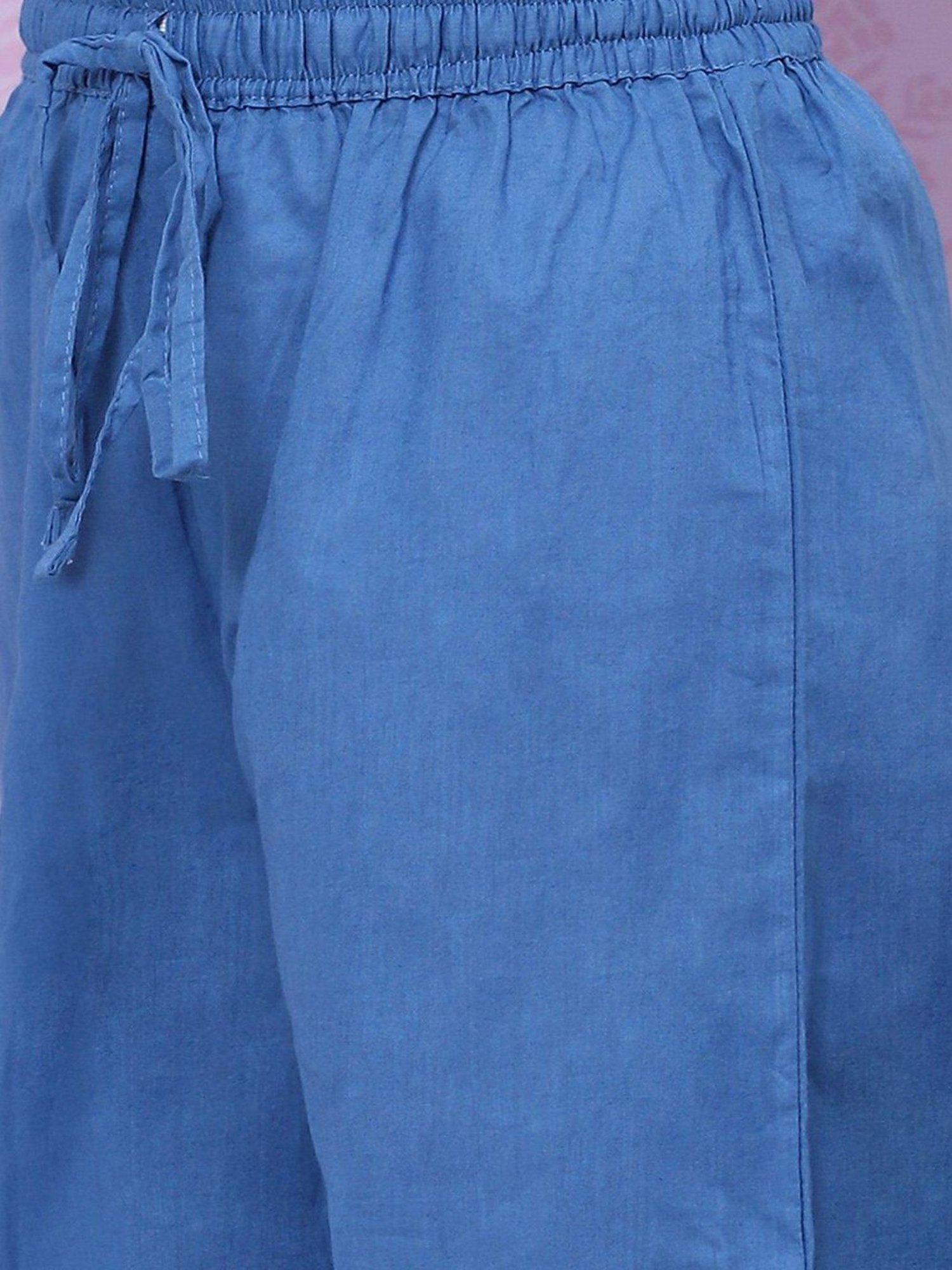 BIBA Girls White & Blue Zari Work Suit Set