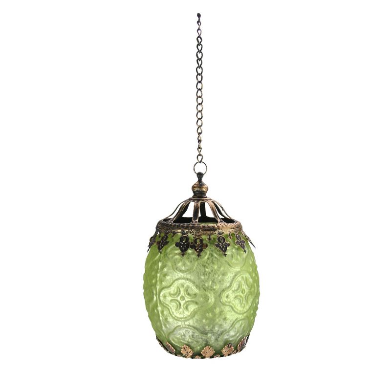 Ganz 6.25" Lime Green Chic Bohemian Glass Tea Light Candle Holder Lantern