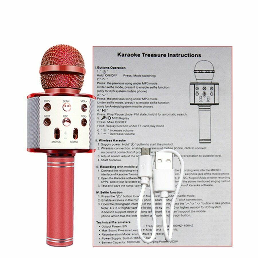 Wireless Bluetooth Karaoke Microphone KTV Mini Portable Speaker (Gold)