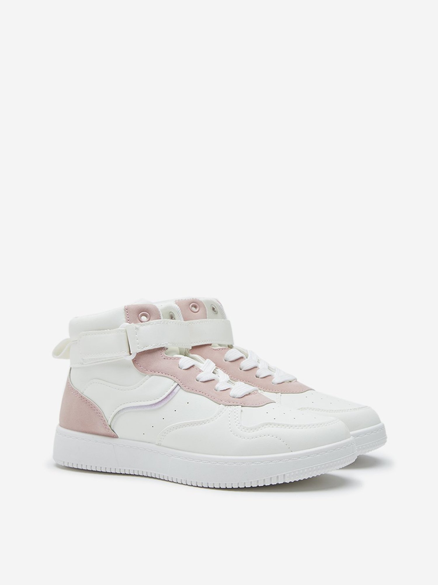 Yellow by Westside Light Pink Colour-Blocked Design High-Top Boots