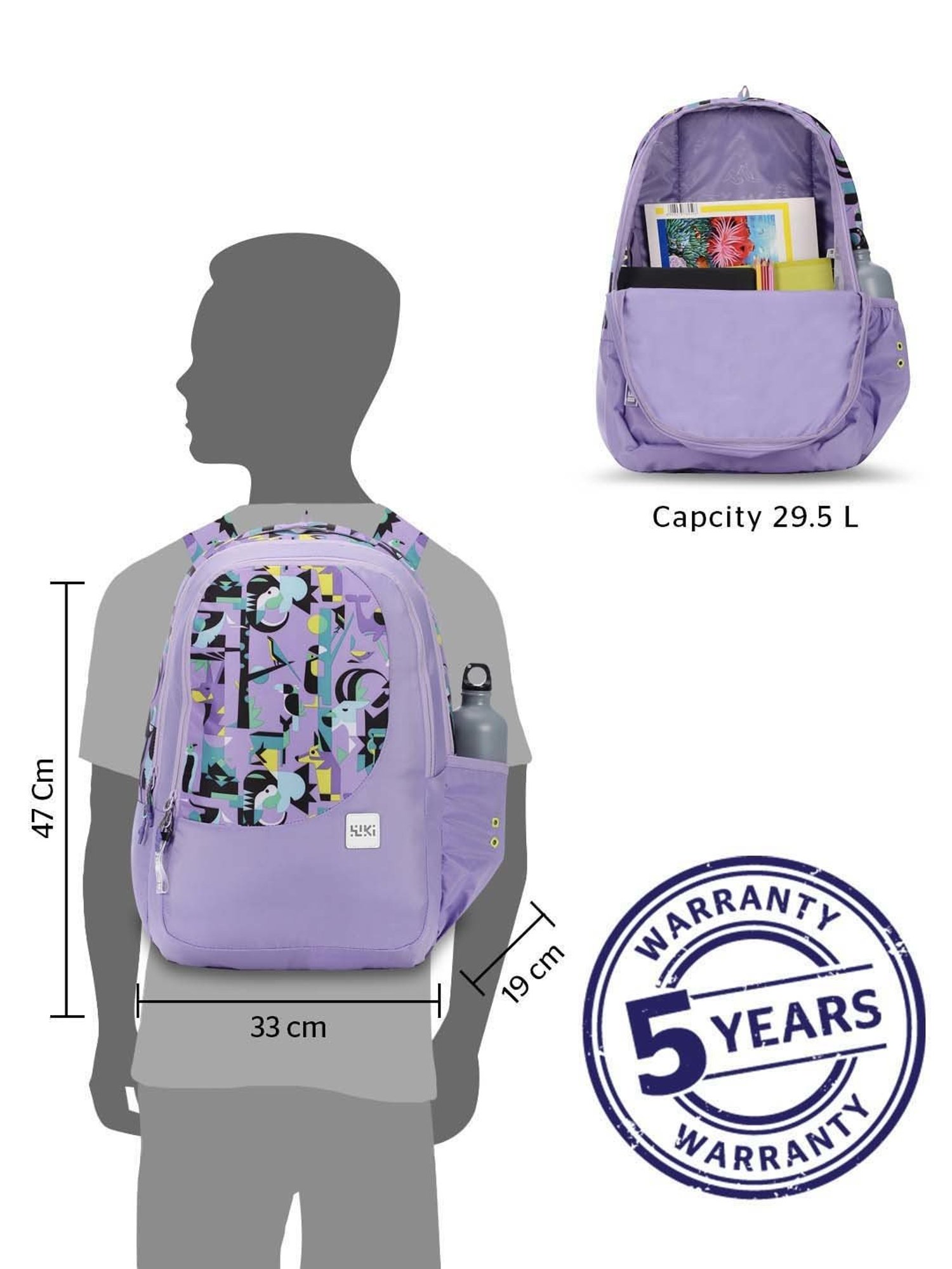 Wiki 29.5 Ltrs Purple Medium Backpack
