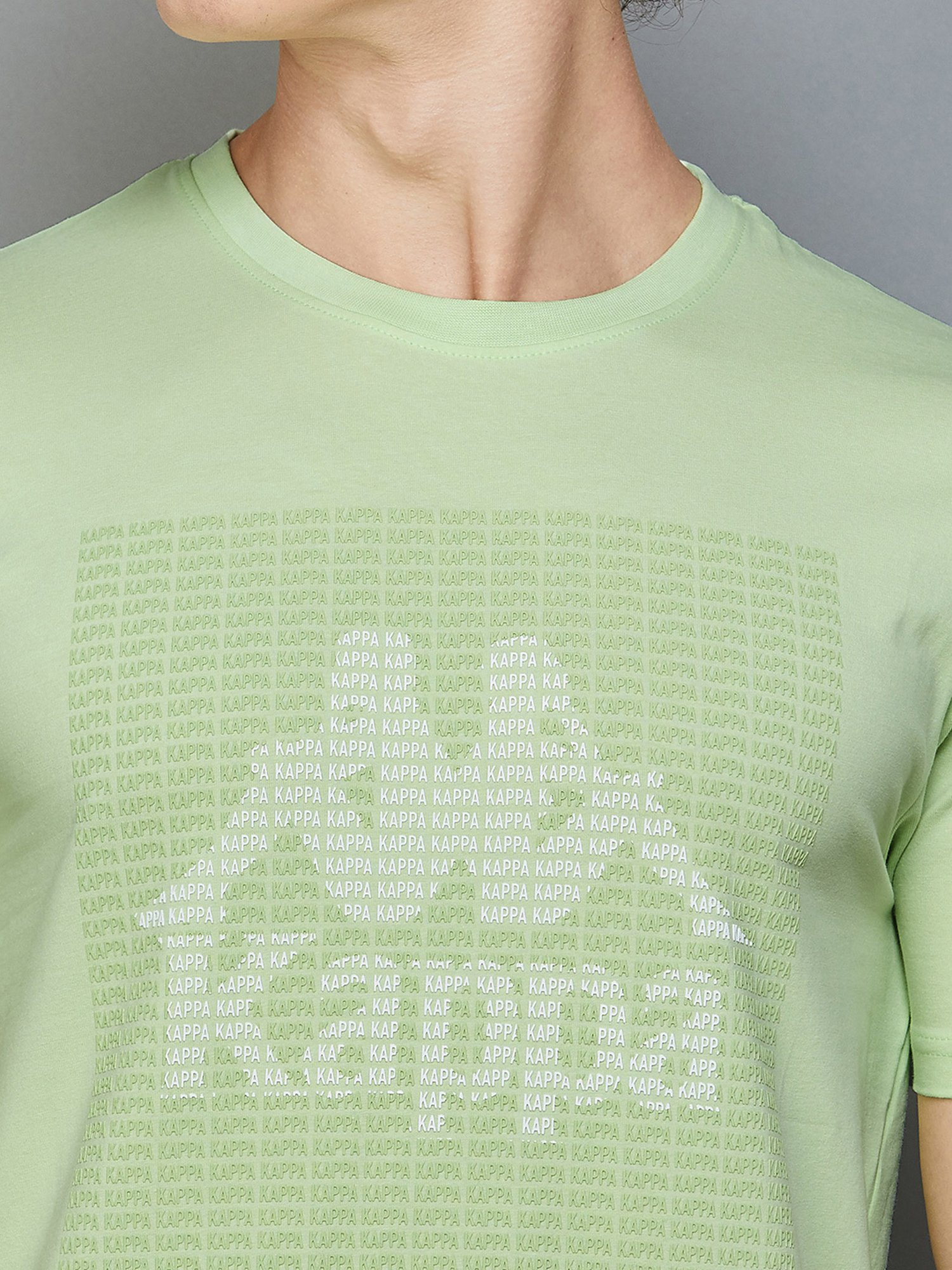 KAPPA Mint Green Regular Fit Graphic Print Crew T-Shirt