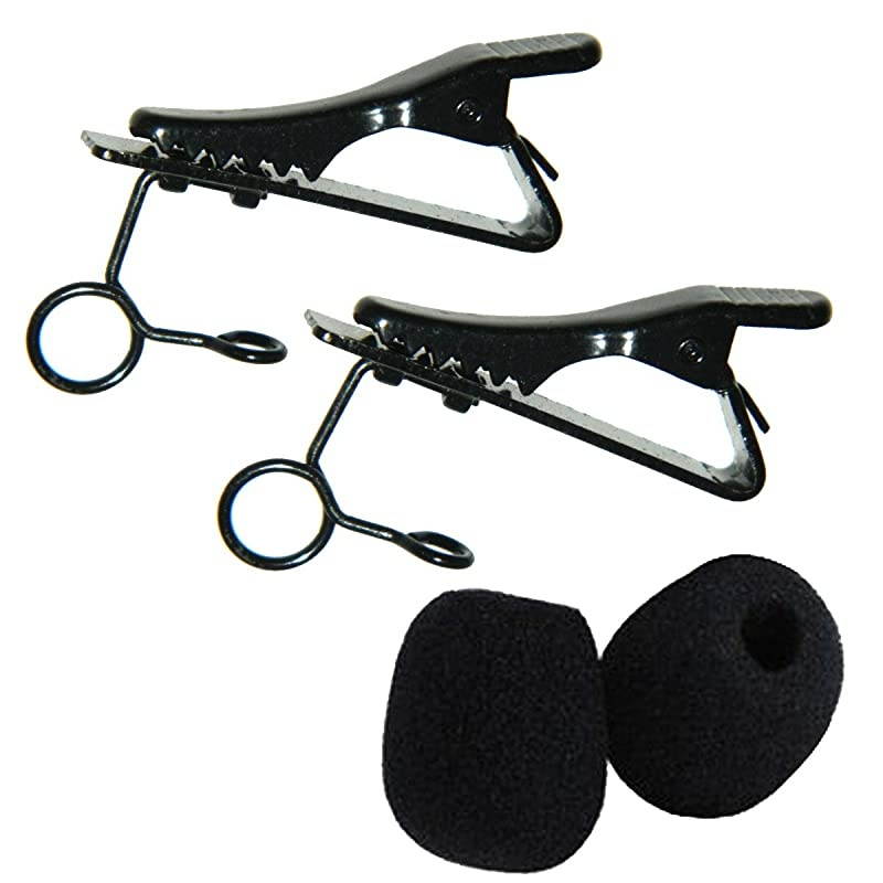 Clip 5/16" Ring-type Lapel/Lavalier Microphone Tie Clip, 2-pack (Black)