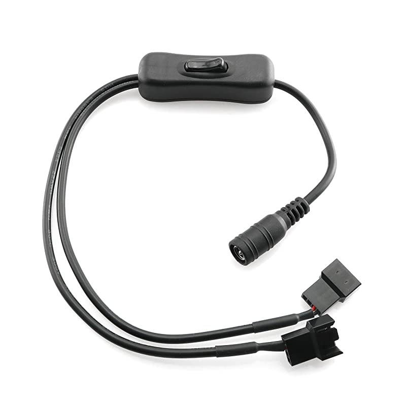 DC Power Supply Plug to 4Pin CPU Fan Power Adapter Cable Wire with ON Off Switch 1 to 2 Ways 12V