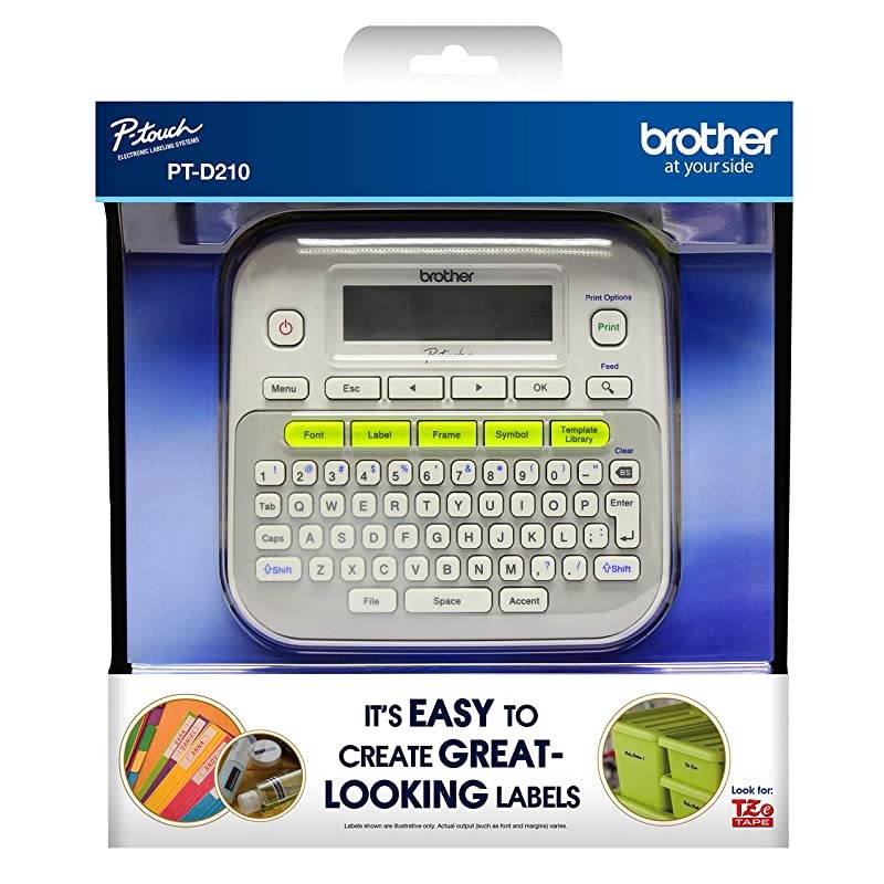 Ptouch PTD210 EasytoUse Label Maker OneTouch Keys Multiple Font Styles 27 UserFriendly Templates White