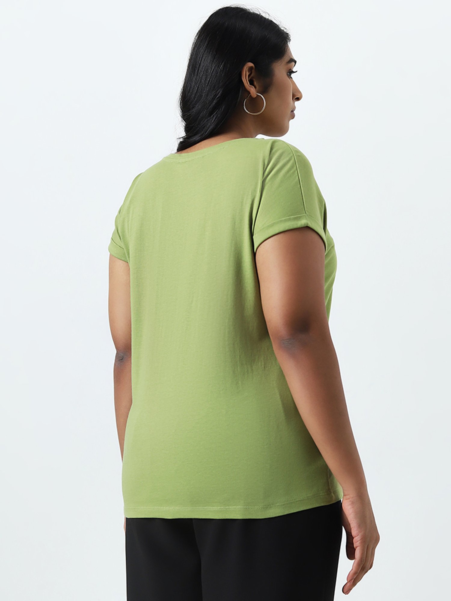 Gia by Westside Green Text Printed T-Shirt