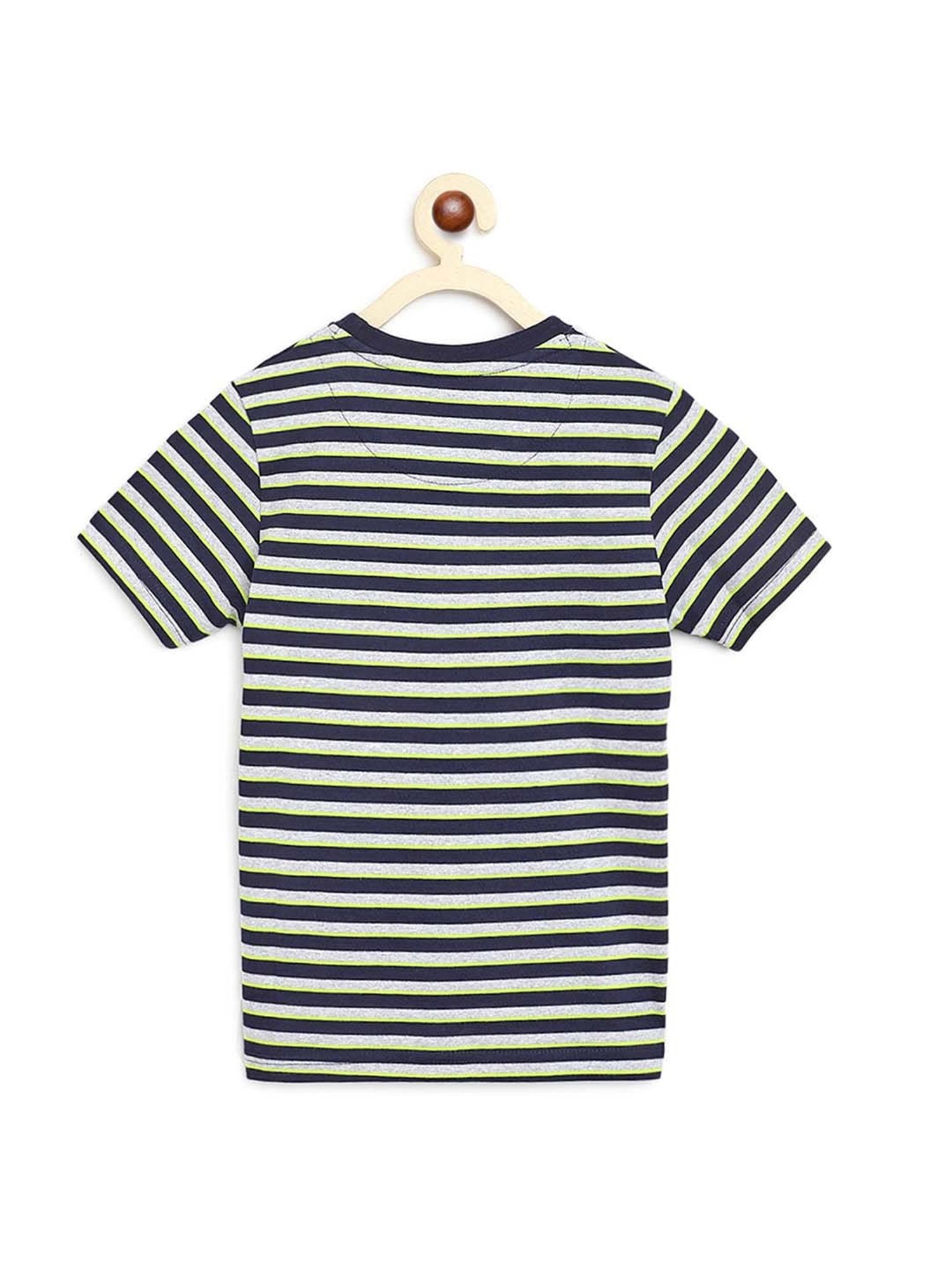 Campana Kids Yellow & Navy Cotton Striped T-Shirt