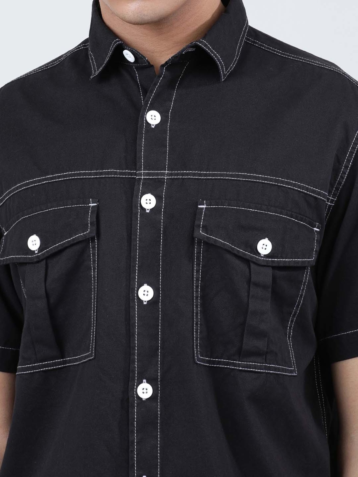 Bene Kleed Black Relaxed Fit Cotton Shirt