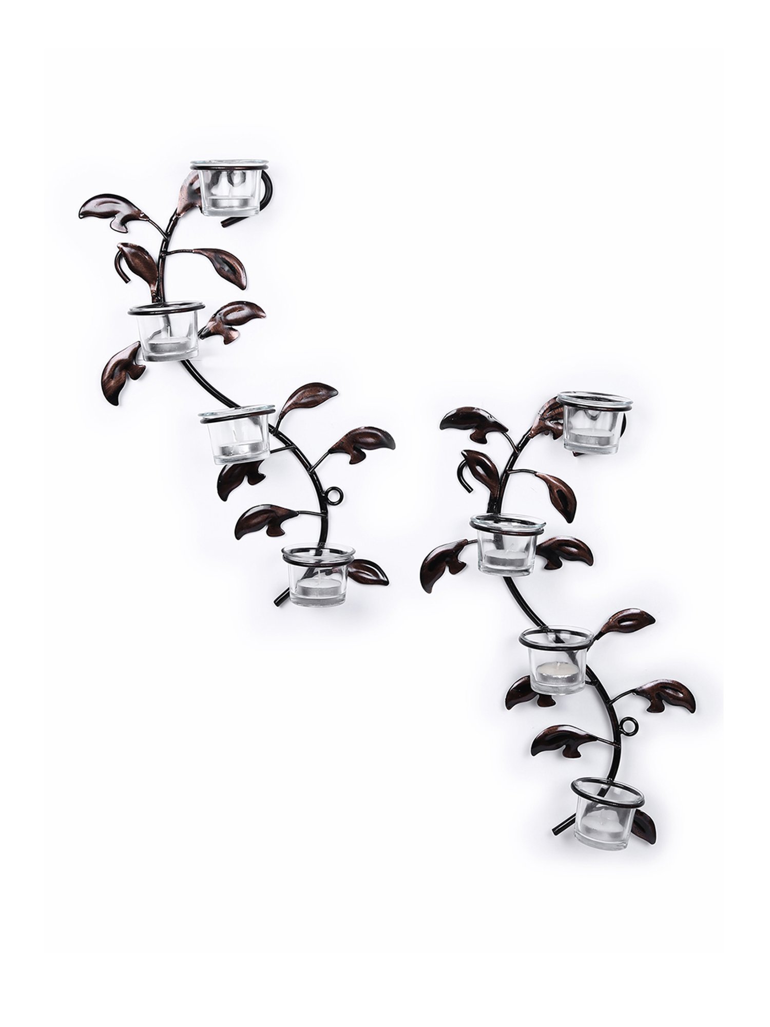 Hosley Wall Sconce with Glass Cup and Candle Holders with Bonus Tealight Candles Set of - 2