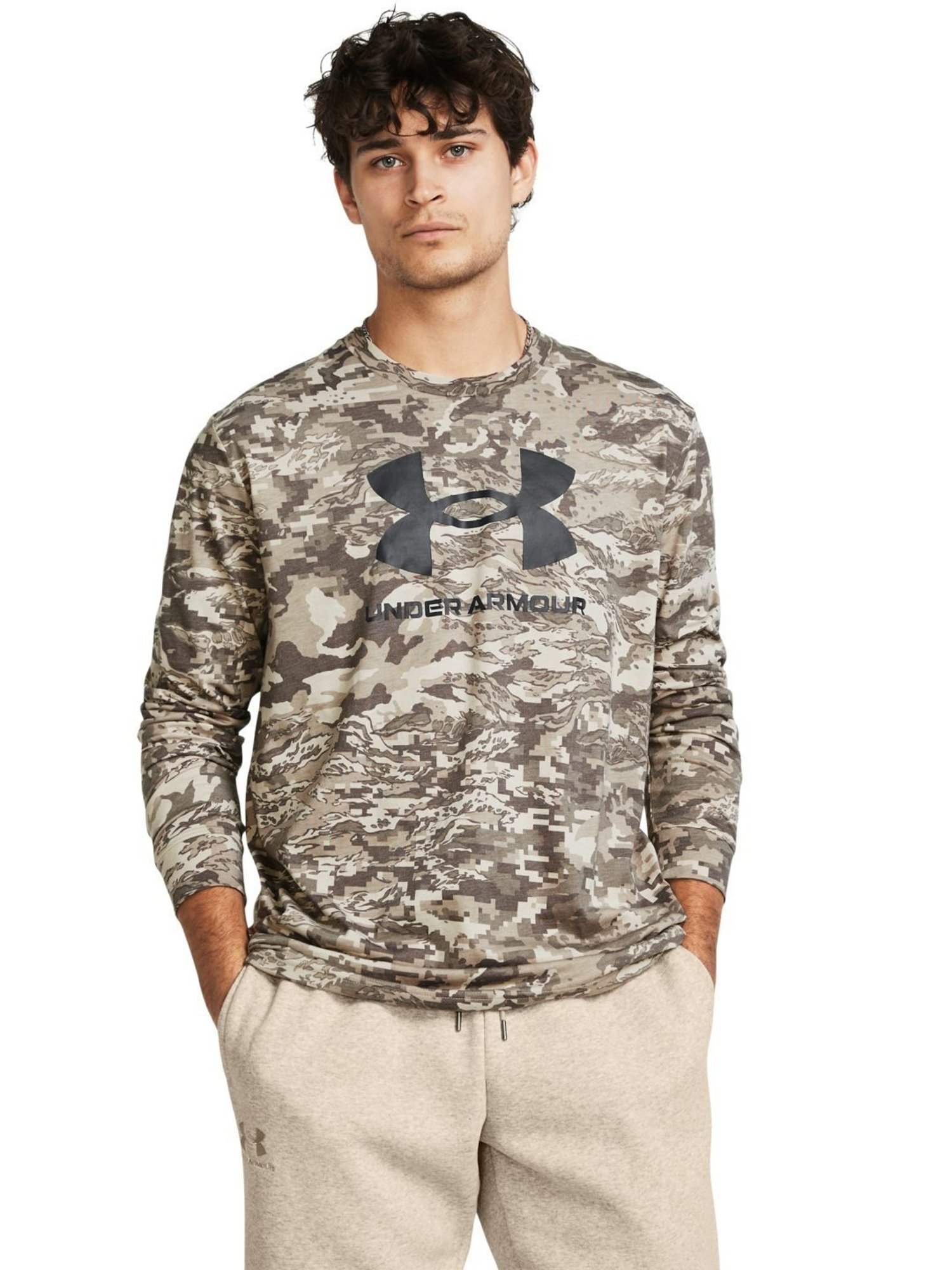 Under Armour Brown Cotton Slim Fit Printed T-Shirt