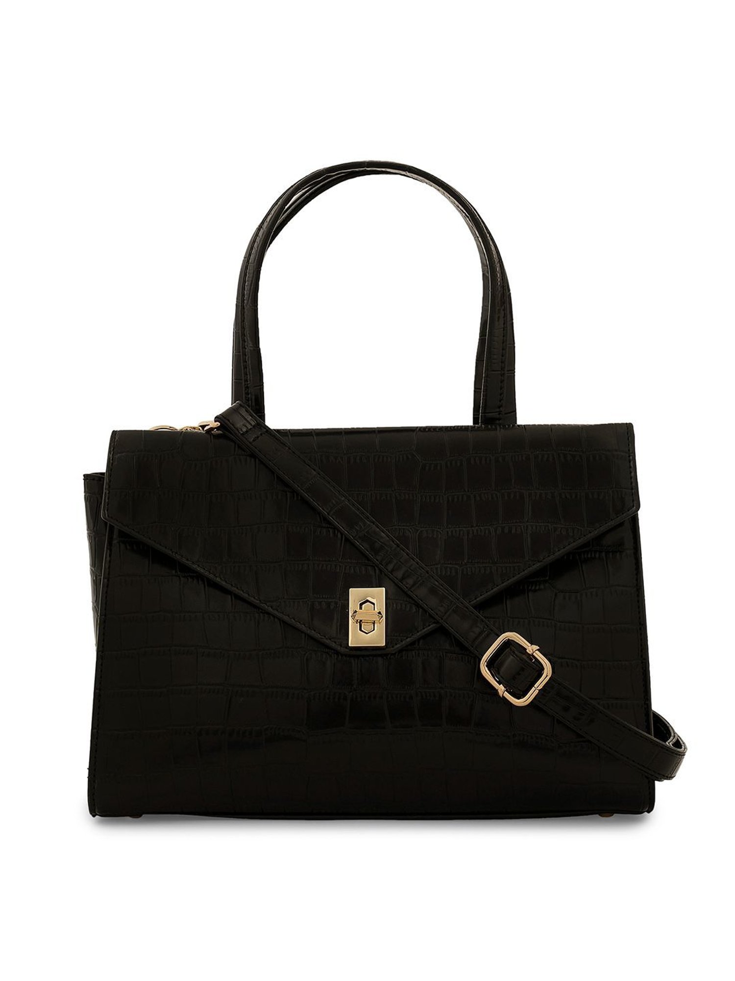 Miraggio Black Textured Handbag