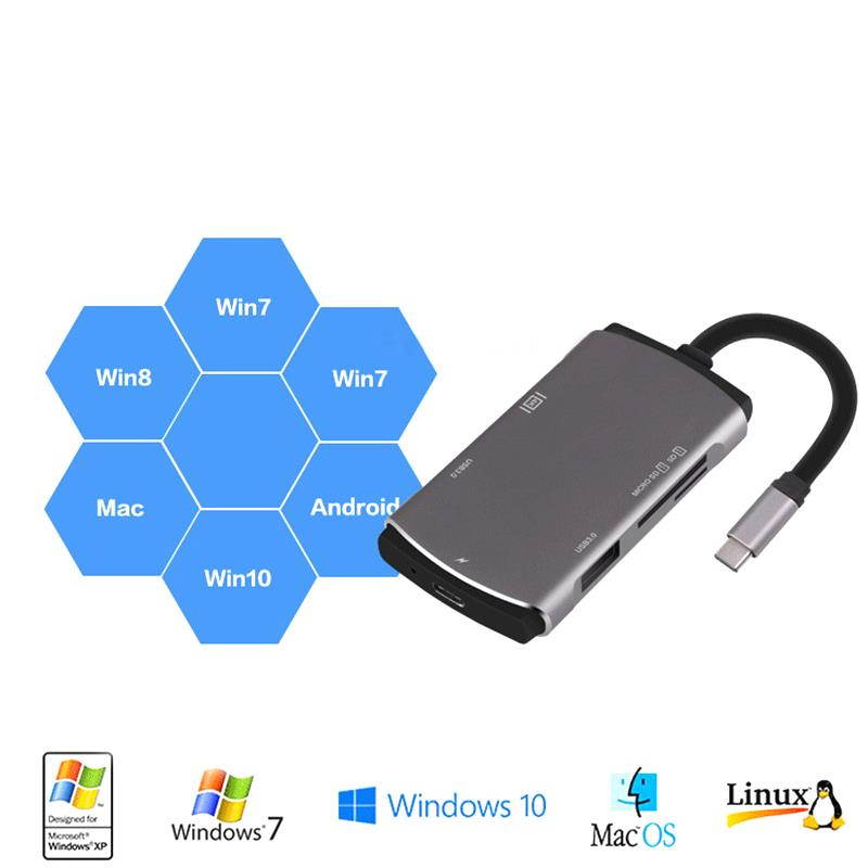 USB HUB USB C naar HDMI SD/TF Kaartlezer Adapter voor MacBook Pro Samsung Galaxy S8 S9 Plus huawei Xiaomi Redmi Type C USB 3.0 HUB