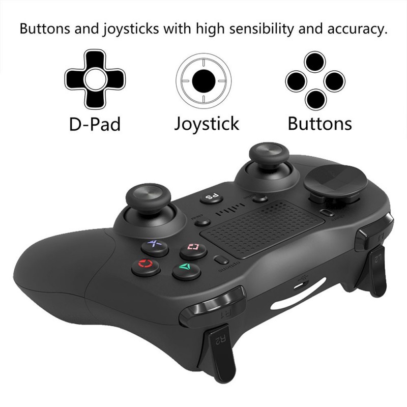 Ochine Dual Vibration Six Axis Integrated Bluetooth Wireless Game Controller With Gamepad Pressure Panel For PS4 / Android / PC(white)