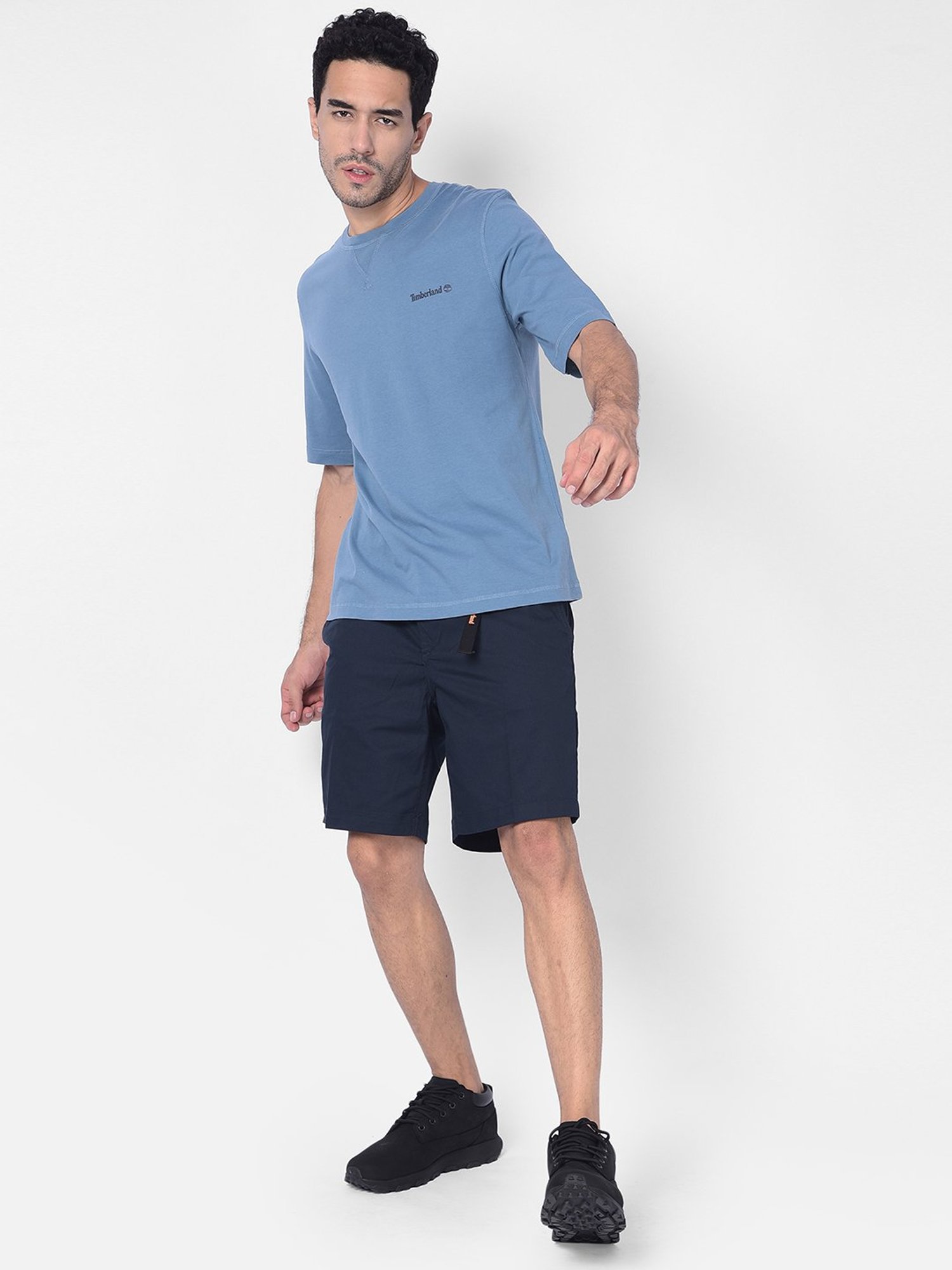 Timberland Blue Regular Fit Logo Print Crew T-Shirt