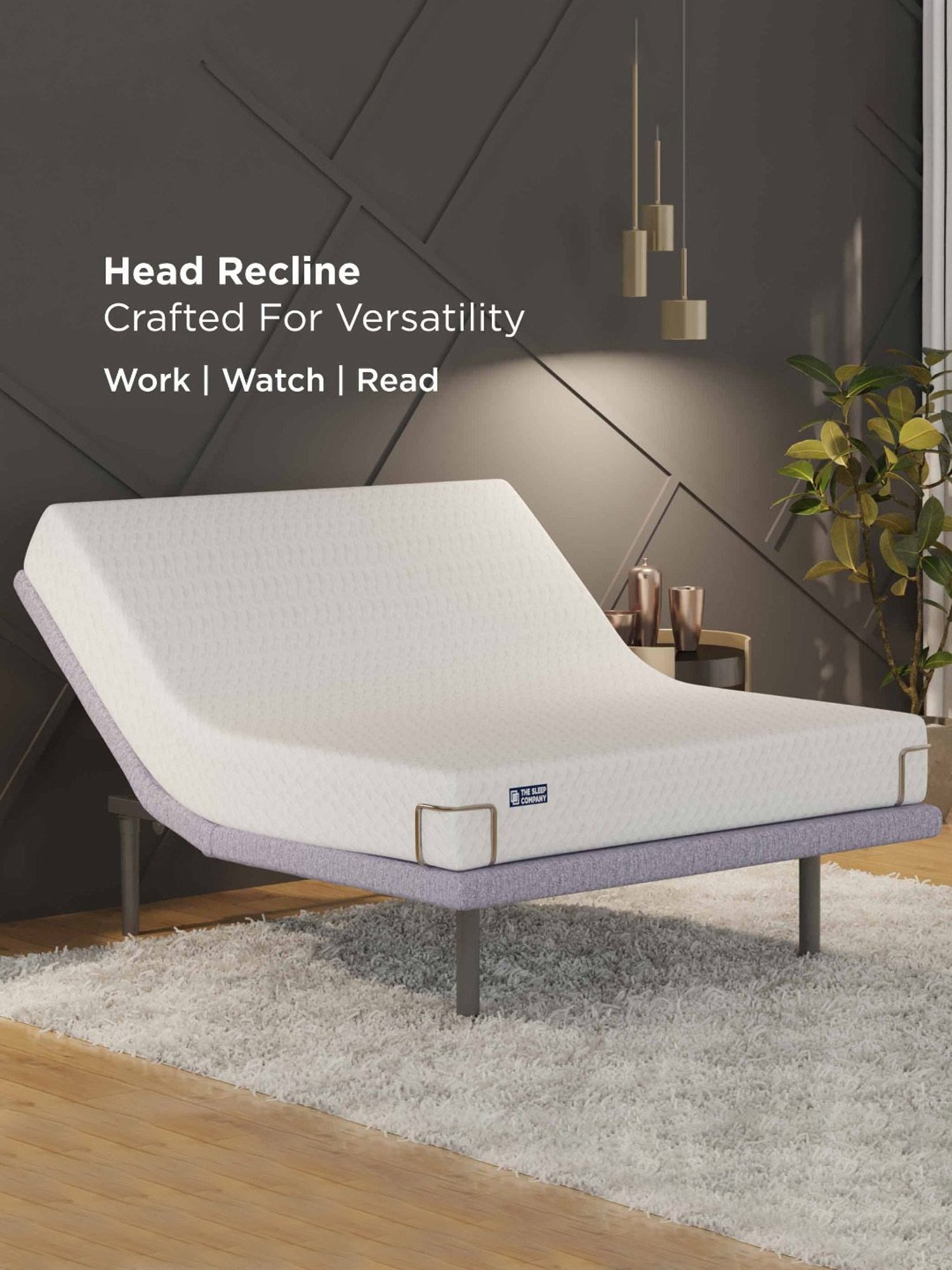 The Sleep Company Elev8 Grey Metal Smart Adjustable Single Bed Base