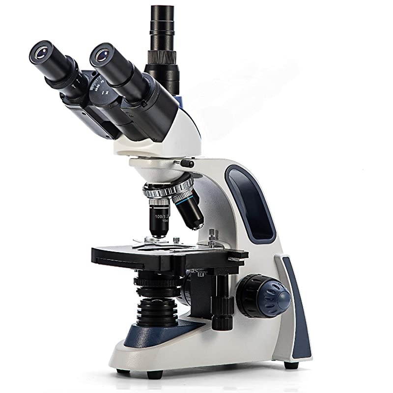 SW380T 40X-2500X Magnification, Siedentopf Head, Research-Grade Trinocular Compound Lab Microscope with Wide-Field 10X/25X Eyepieces, Mechanical Stage, Ultra-Precise Focusing, Camera-Compatible