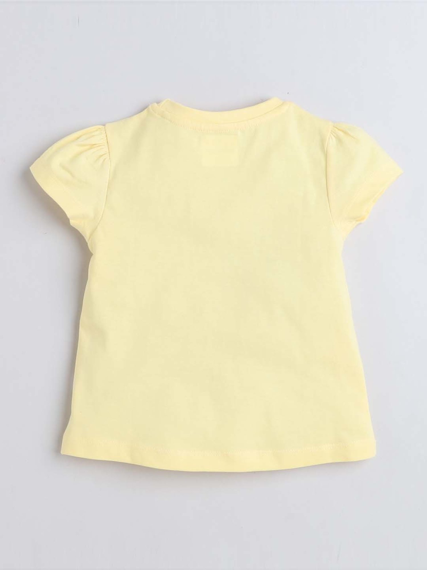Bumzee Girls Yellow & White Cotton Printed T-Shirt Set