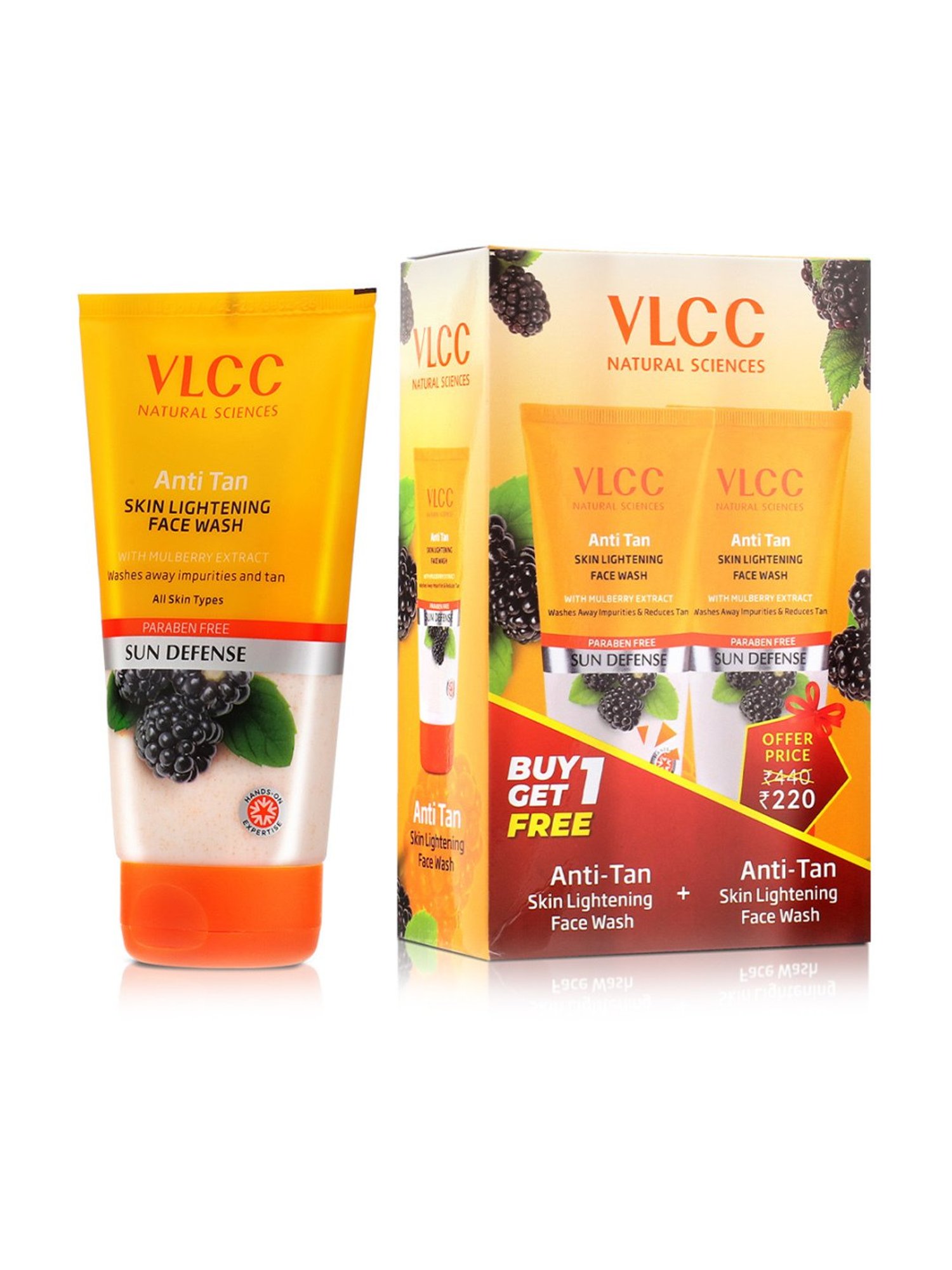 VLCC Anti Tan Skin Lightening, Neem and Turmeric & Berberis Face Wash Combo