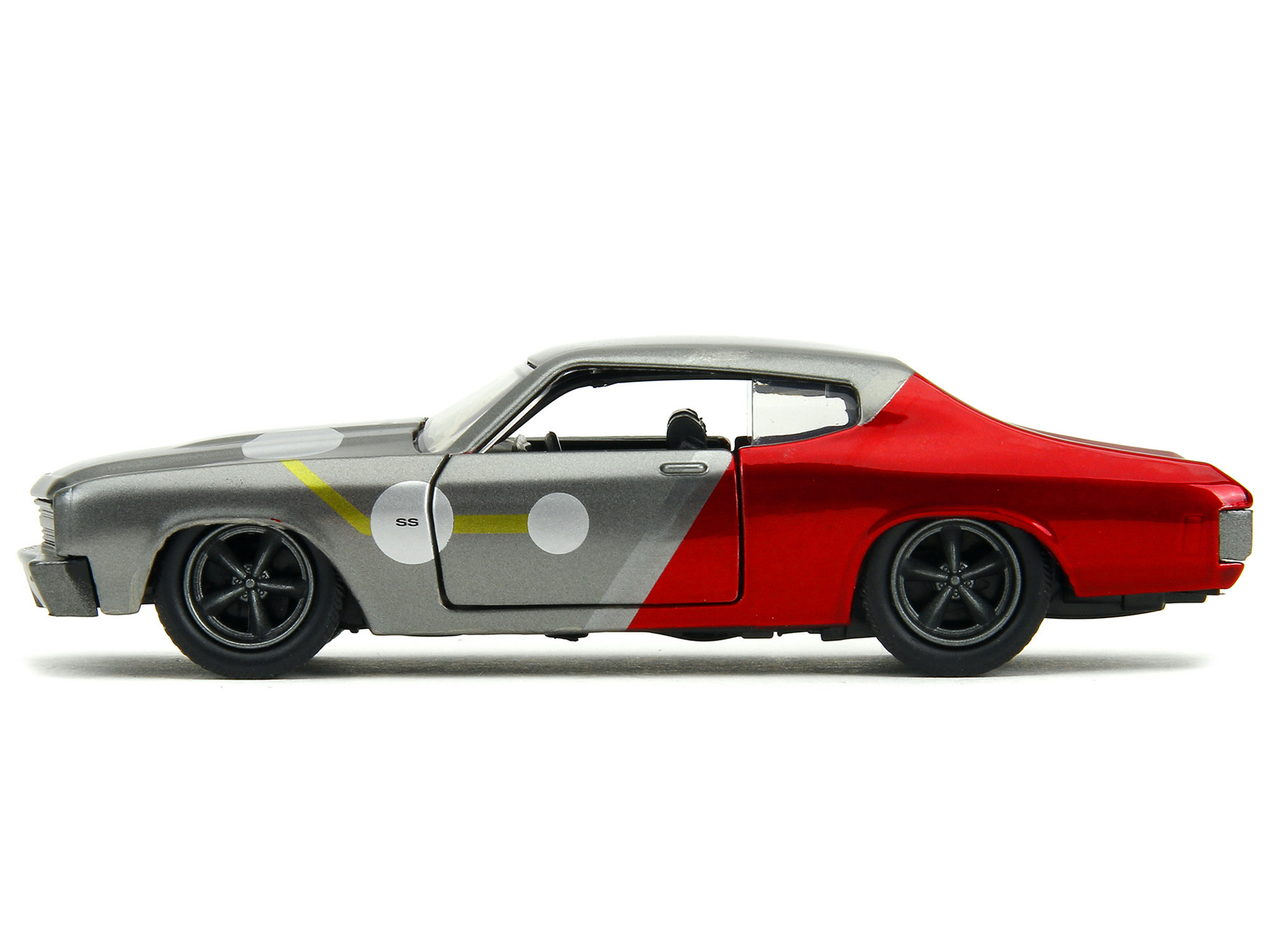 1970 Chevrolet Chevelle SS Gray Metallic and Red Metallic with Black Hood and Thor Diecast Figure "The Avengers" "Hollywood Rides" Series 1/32 Diecast Model Car by Jada