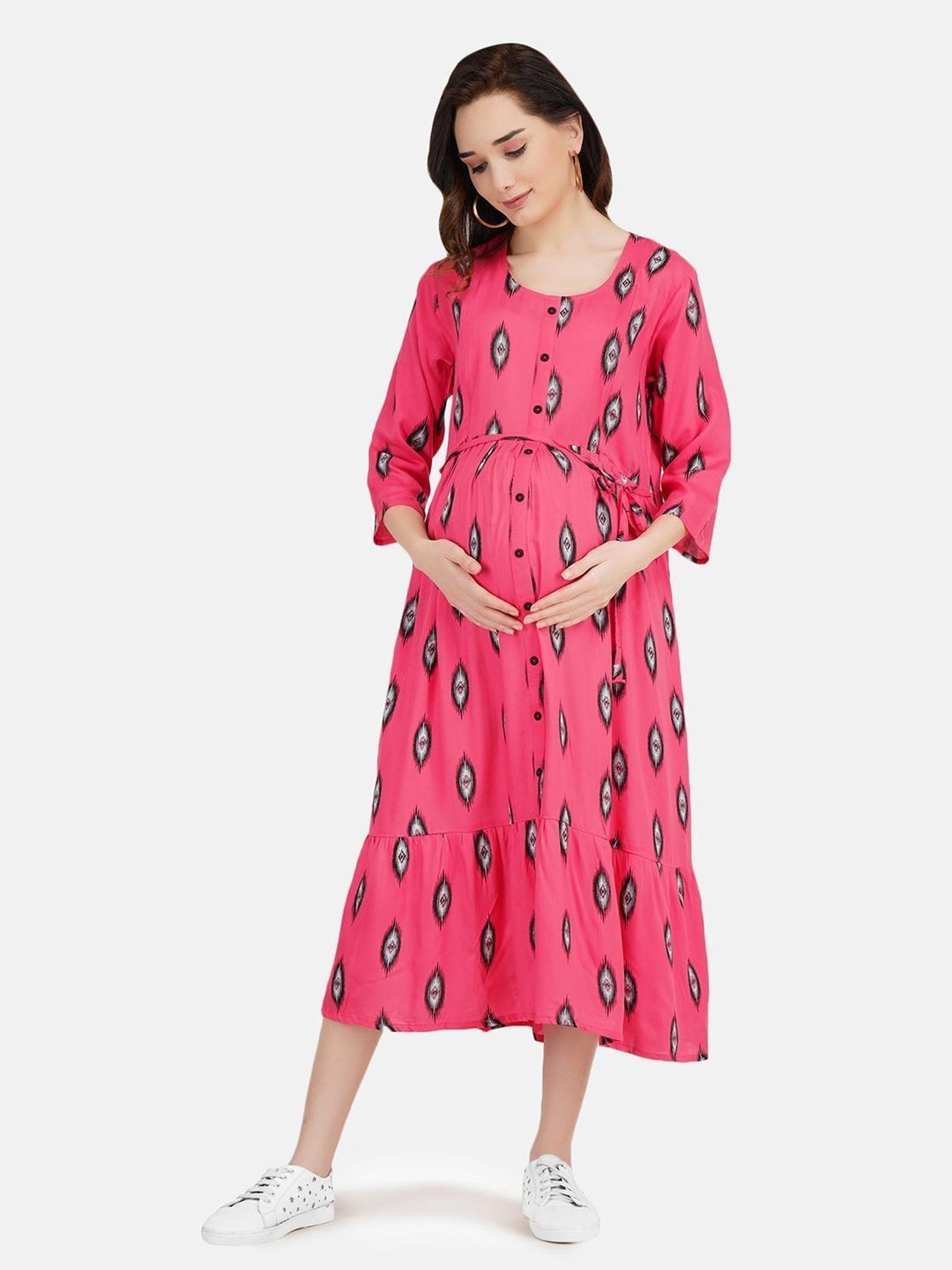 KOI SLEEPWEAR Pink Printed Maternity Dress